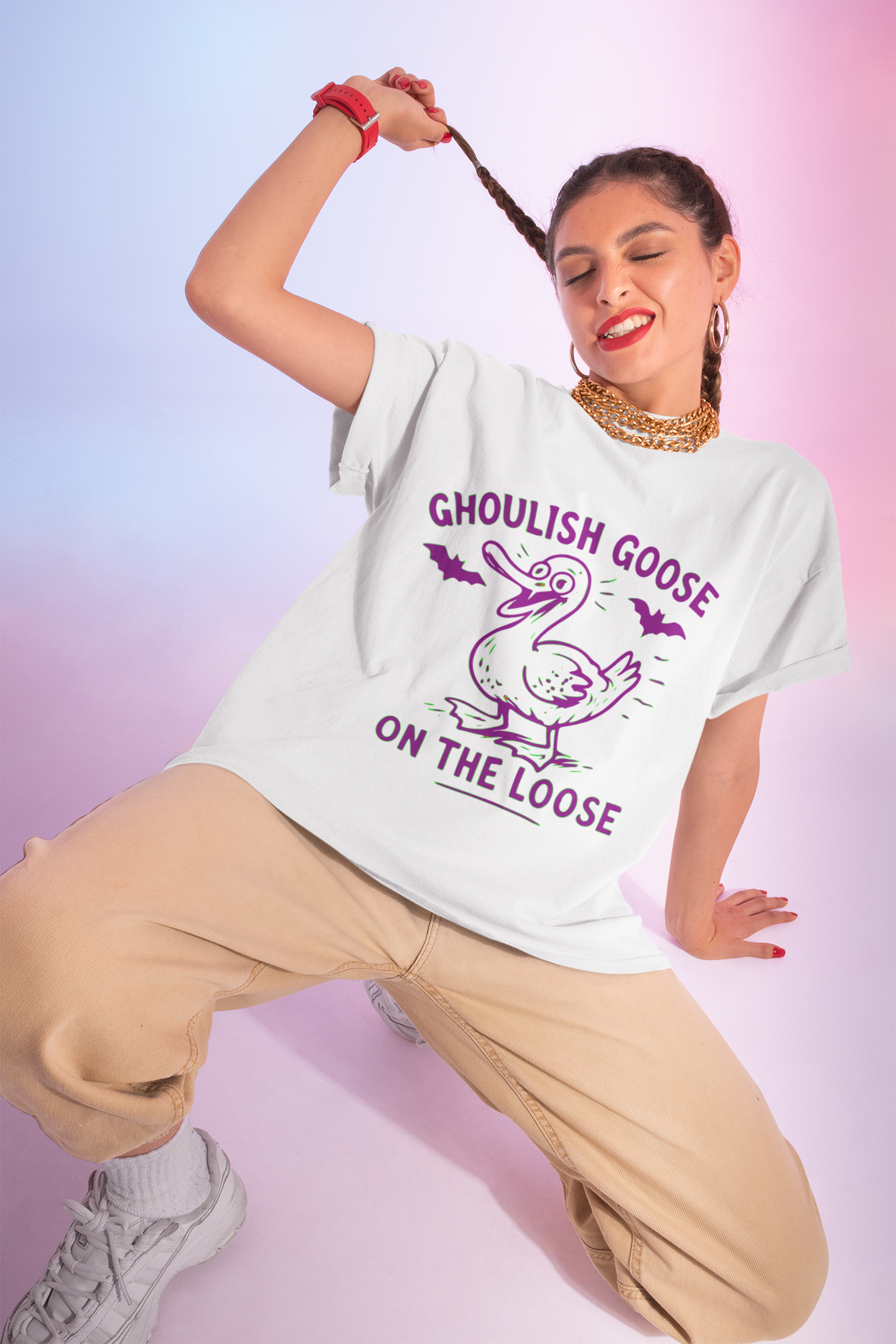 Ghoulish Goose Halloween T-Shirt, Unisex Funny Tee for Spooky Season, Perfect for Halloween Parties, Gift for Goose Lovers product thumbnail image