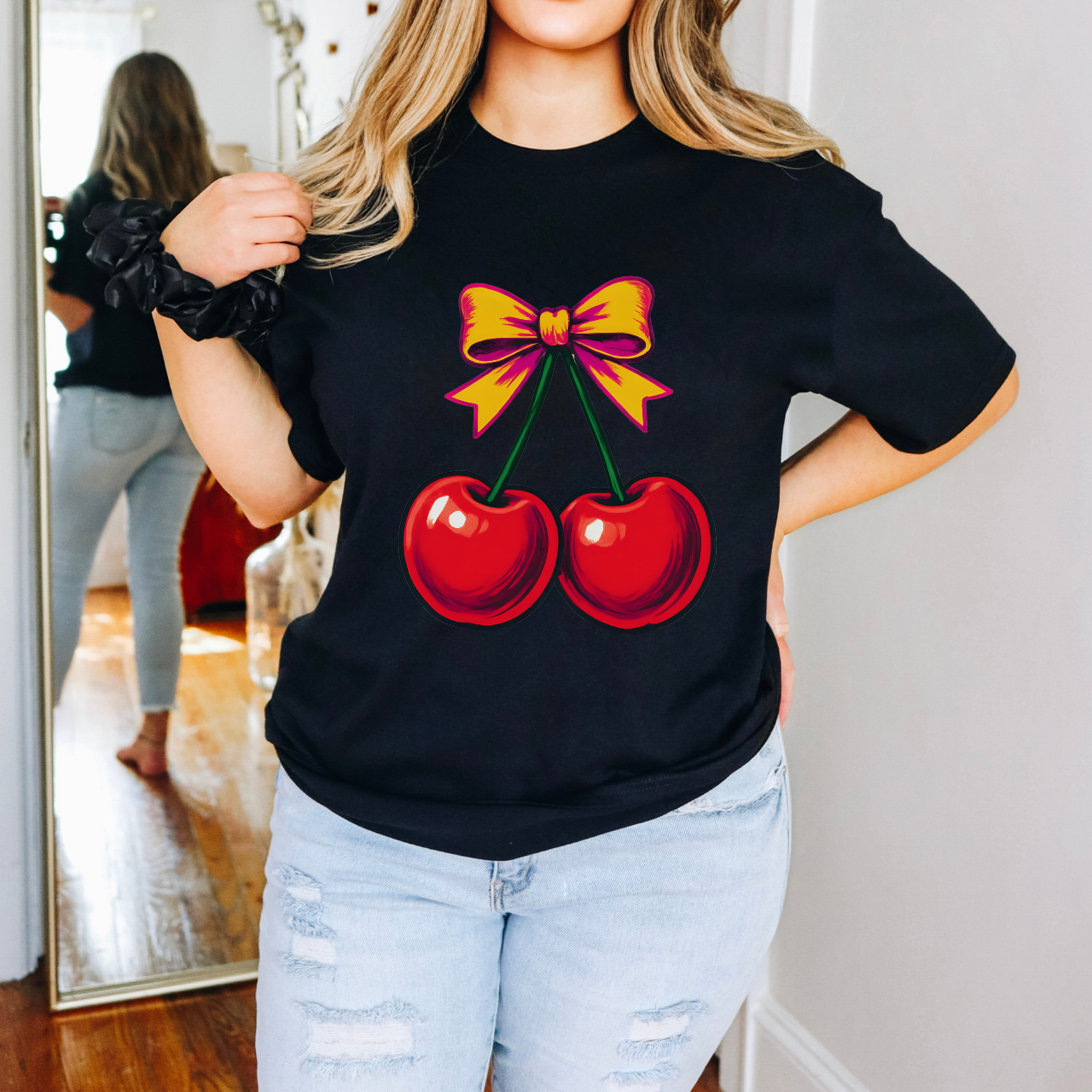 Cherry Bow Unisex Softstyle T-Shirt, Cute Tee, Gift for Fruit Lovers, Summer Fashion, Casual Outfit, Birthday Gift product thumbnail image Cherry Bow Unisex Softstyle T-Shirt, Cute Tee, Gift for Fruit Lovers, Summer Fashion, Casual Outfit, Birthday Gift product thumbnail image