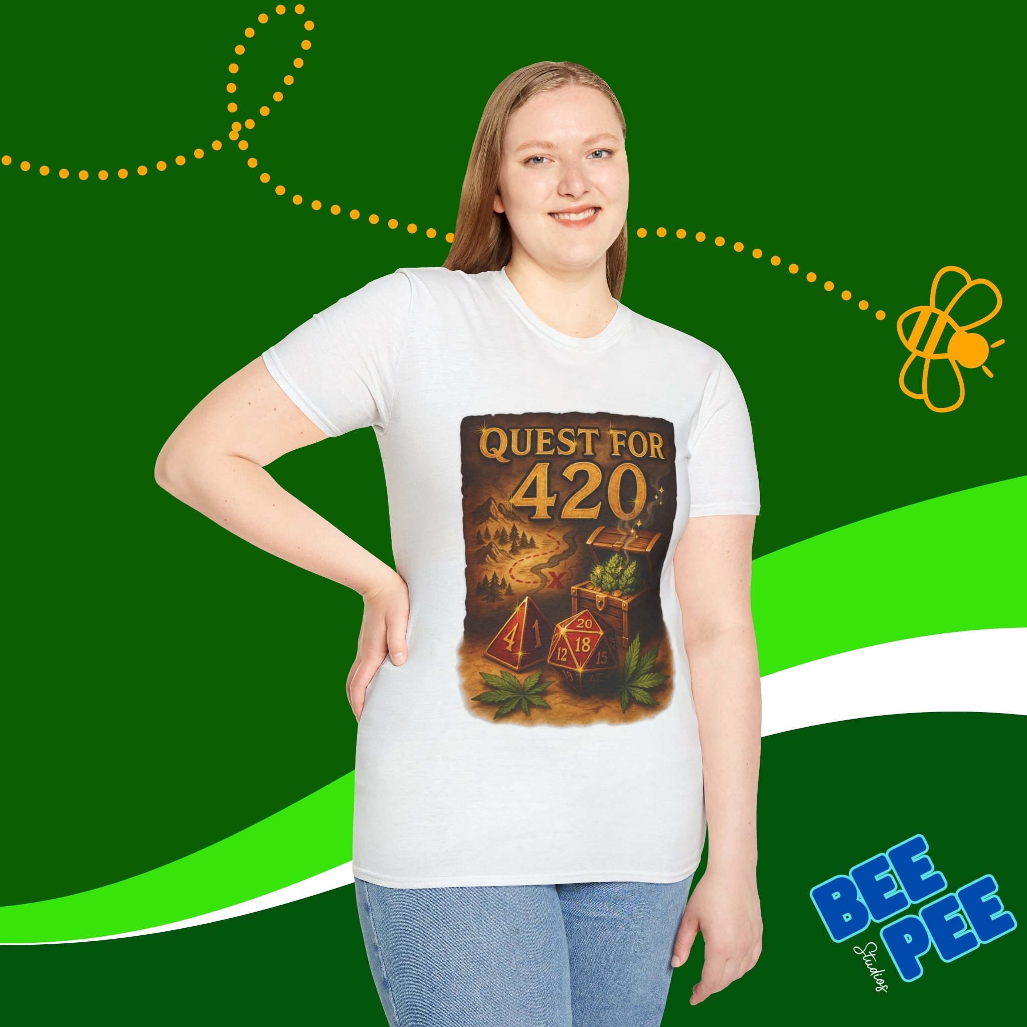'Quest for 420' Original Graphic T-Shirt - Unisex D&amp;D Tee, Gamer Apparel, Cannabis Lover Gift product thumbnail image