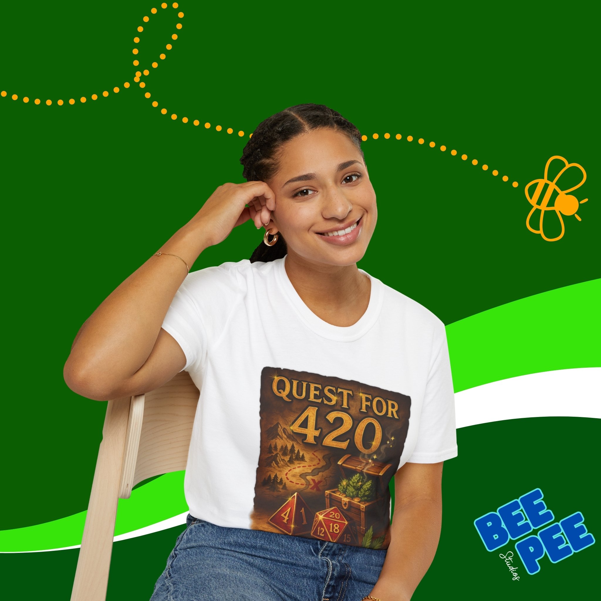 'Quest for 420' Original Graphic T-Shirt - Unisex D&amp;D Tee, Gamer Apparel, Cannabis Lover Gift product thumbnail image