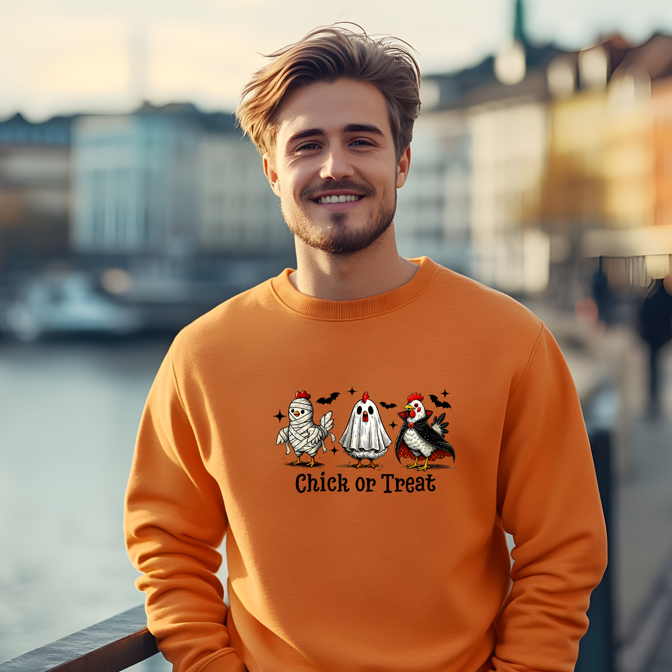 Chick or Treat Halloween Crewneck Sweatshirt, Cozy Ghost and Mummy Apparel, Unisex Sweatshirt for Halloween Party, Trick or Treat Outfit, Spooky