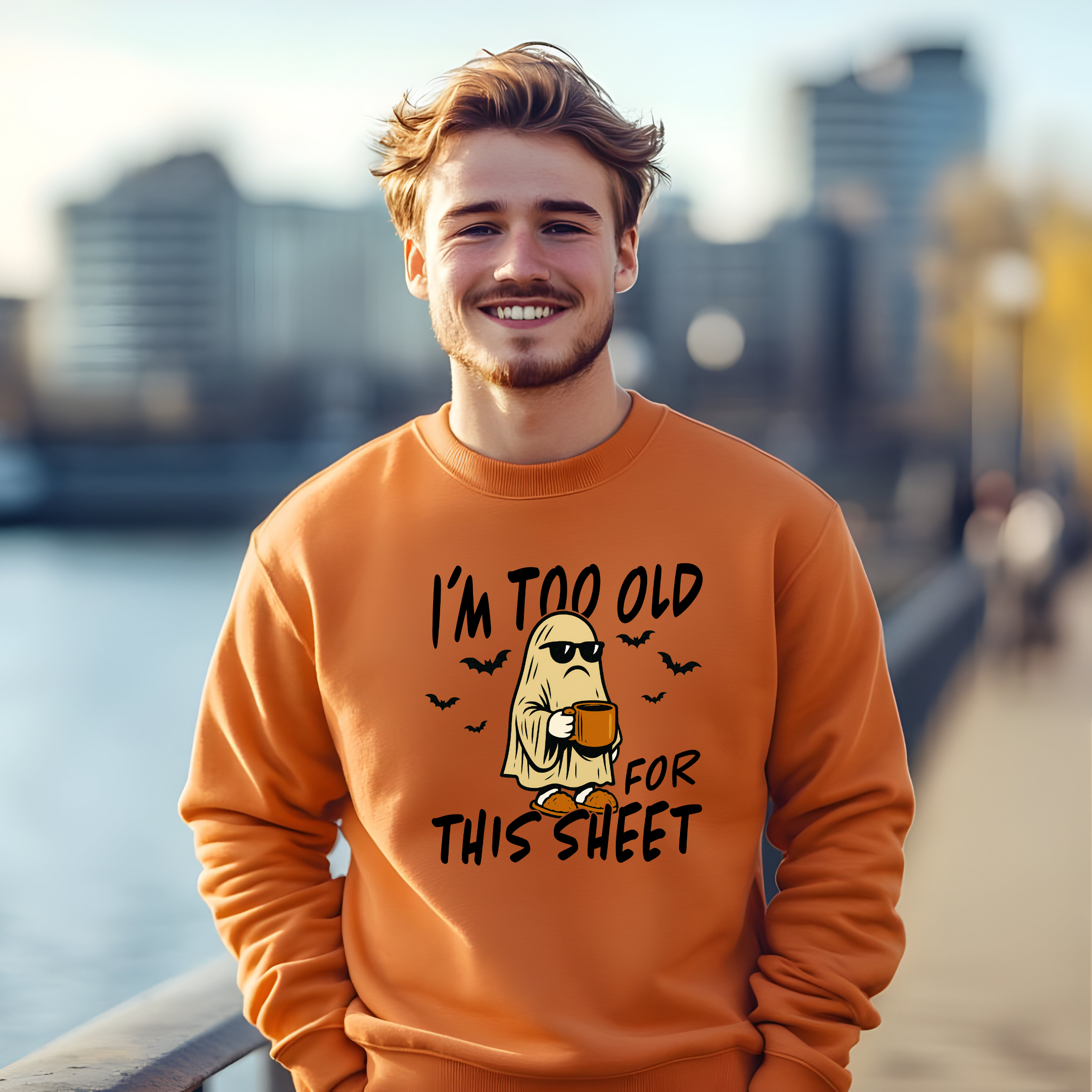Funny Ghost Sweatshirt, I'm Too Old for This Sheet Crewneck, Unisex Halloween Apparel, Comfy Fall Fashion, Casual Gift Idea