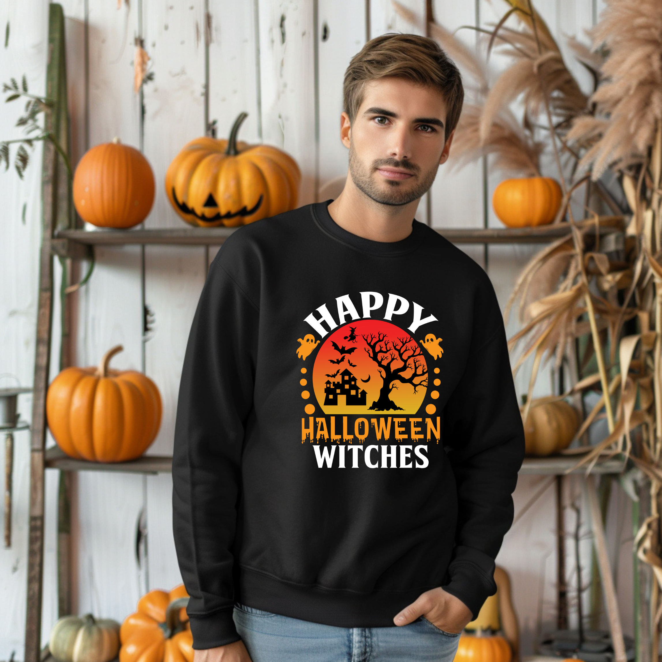 Halloween Witches Sweatshirt, Spooky Crewneck, Unisex Fall Apparel, Halloween Costume, Cozy and Fun, Party Wear, Gift Idea