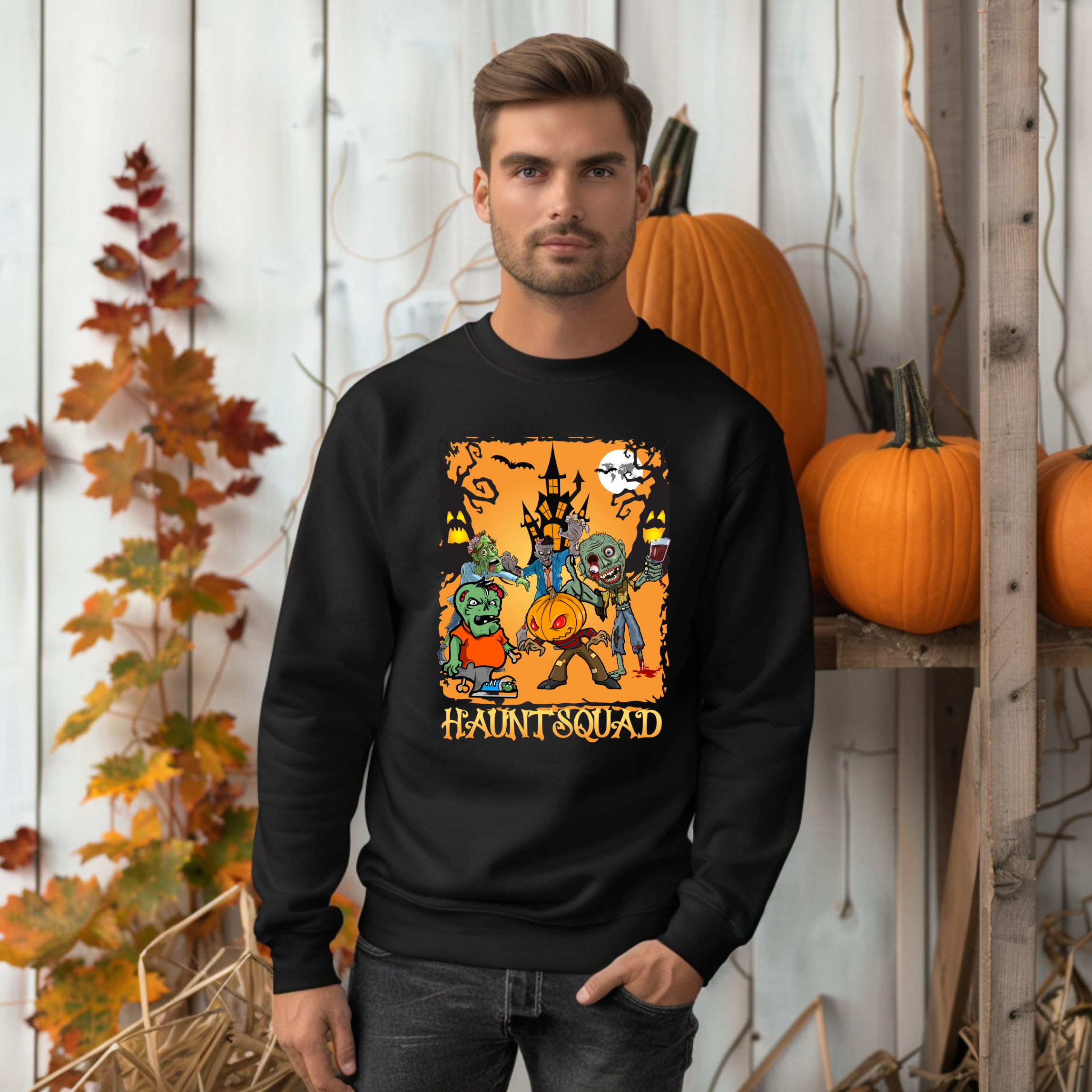 Halloween Haunt Squad Sweatshirt, Cozy Unisex Crewneck for Parties, Trick or Treat, Spooky Season, Fall Fashion