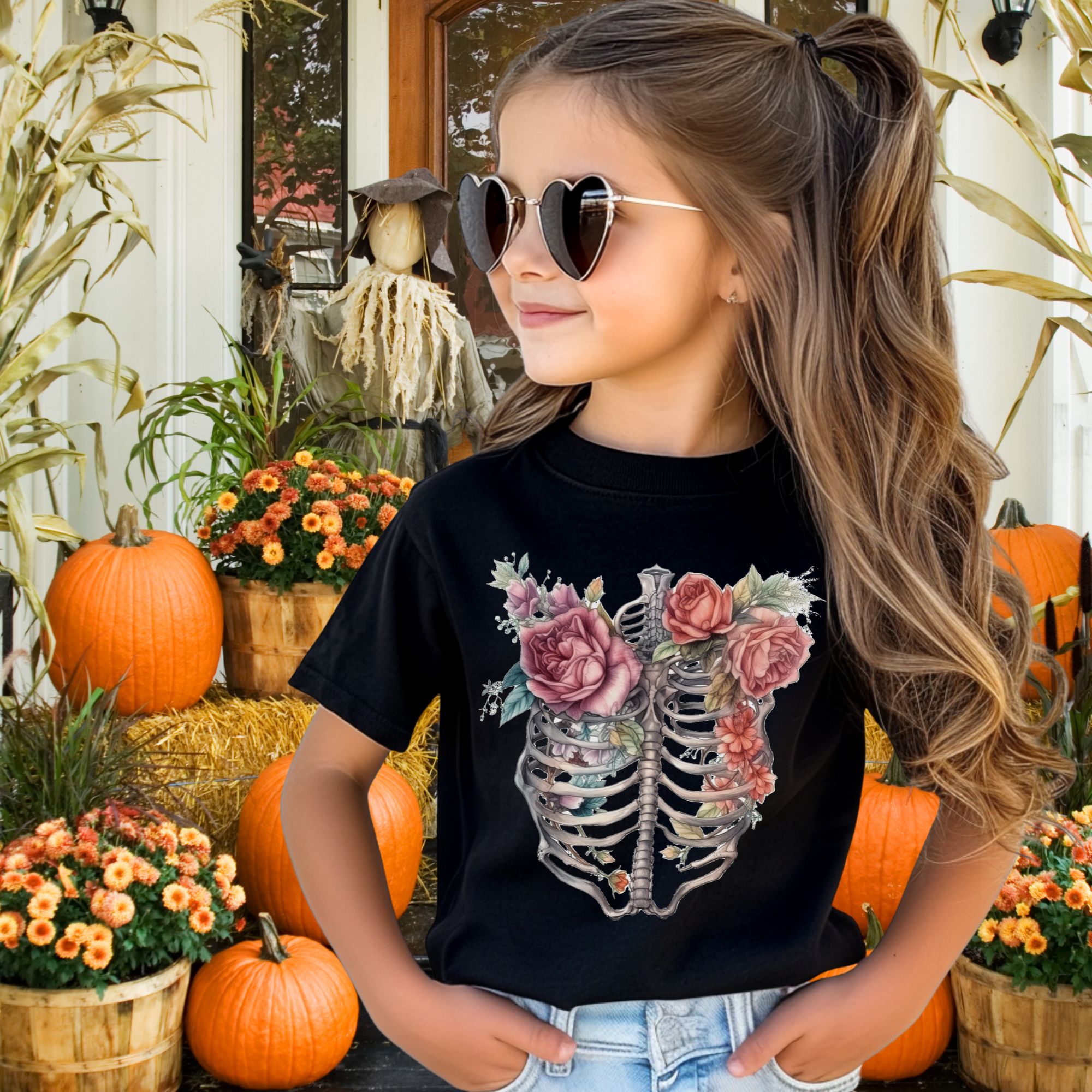 Floral Skeleton Tee for Kids