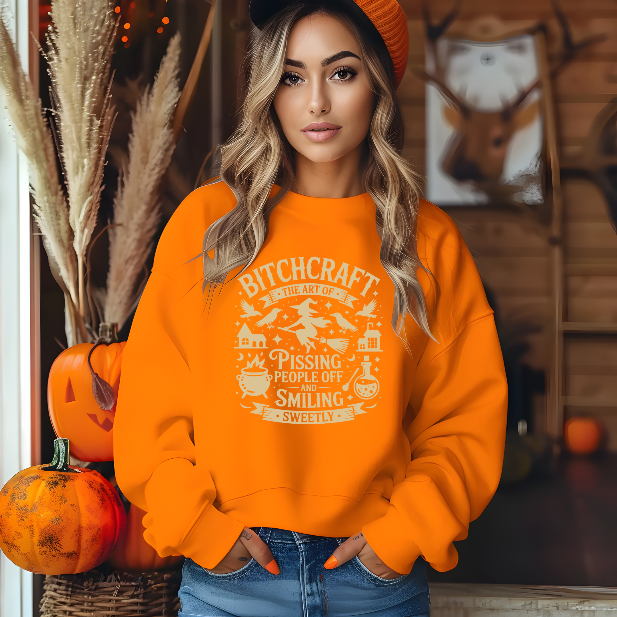Witchy Crewneck Sweatshirt - Bitchcraft Design, Cozy Witch Apparel, Halloween Gift, Funny Sweatshirt, Casual Unisex Wear Witchy Crewneck Sweatshirt - Bitchcraft Design, Cozy Witch Apparel, Halloween Gift, Funny Sweatshirt, Casual Unisex Wear