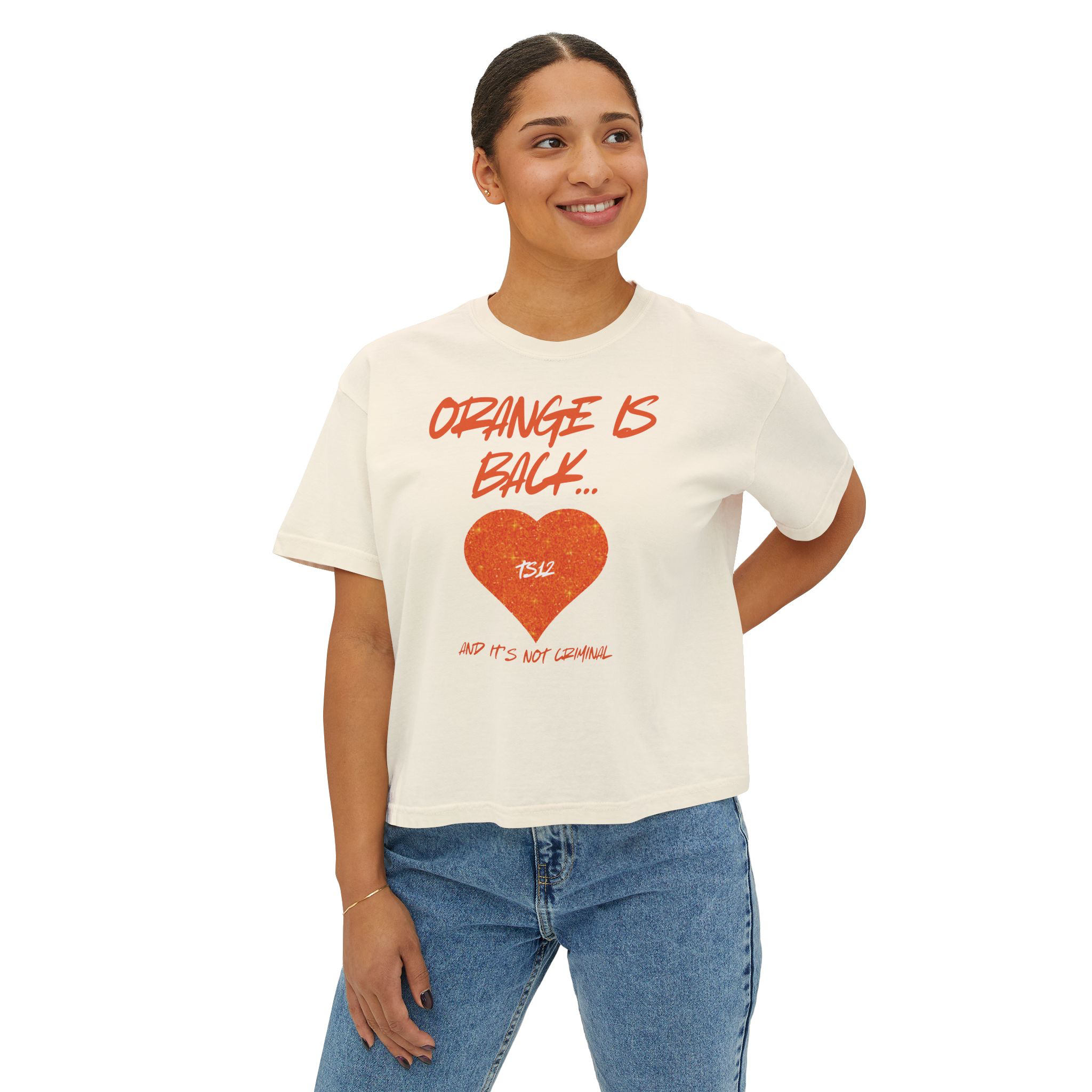 ORANGE IS BACK...AND IT'S NOT CRIMINAL~ SWIFTIE WOMENS BOXY TSHIRT product thumbnail image
