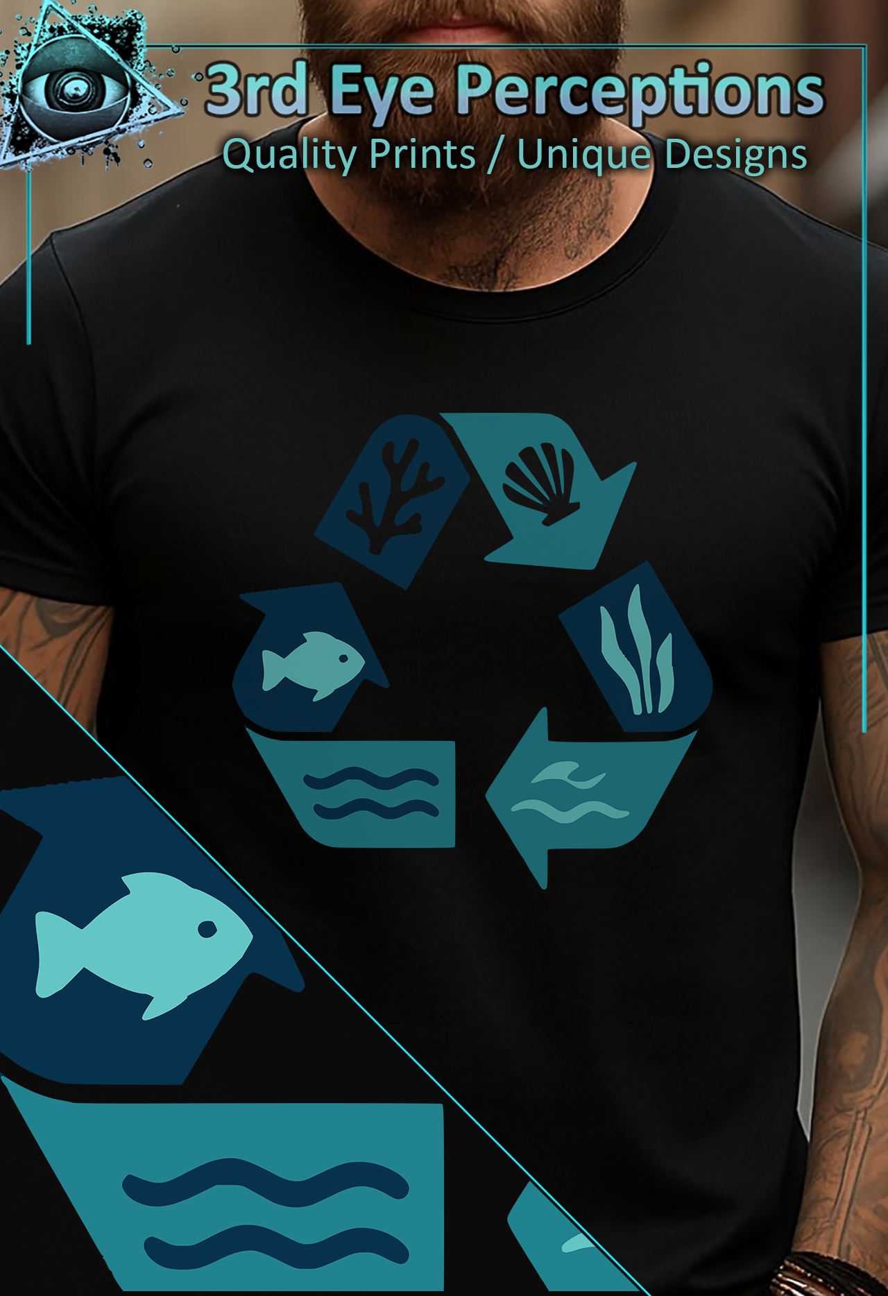 Bold Minimal Recycle Symbol Eco Awarness Beaches Rivers Oceans Earth Day product thumbnail image