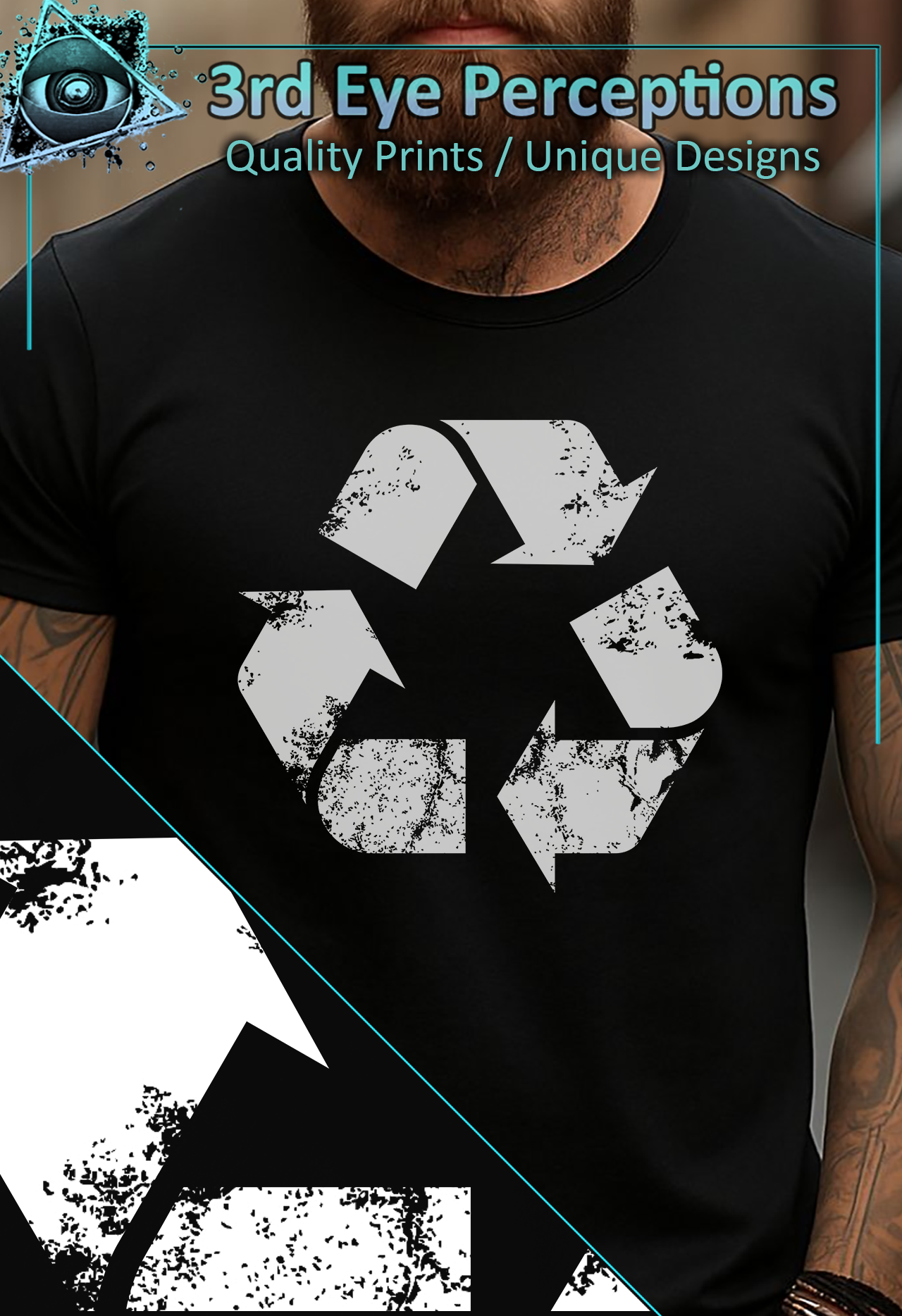 Vintage Bold Recycle Symbol White Eco Awareness Earth Day Support product thumbnail image