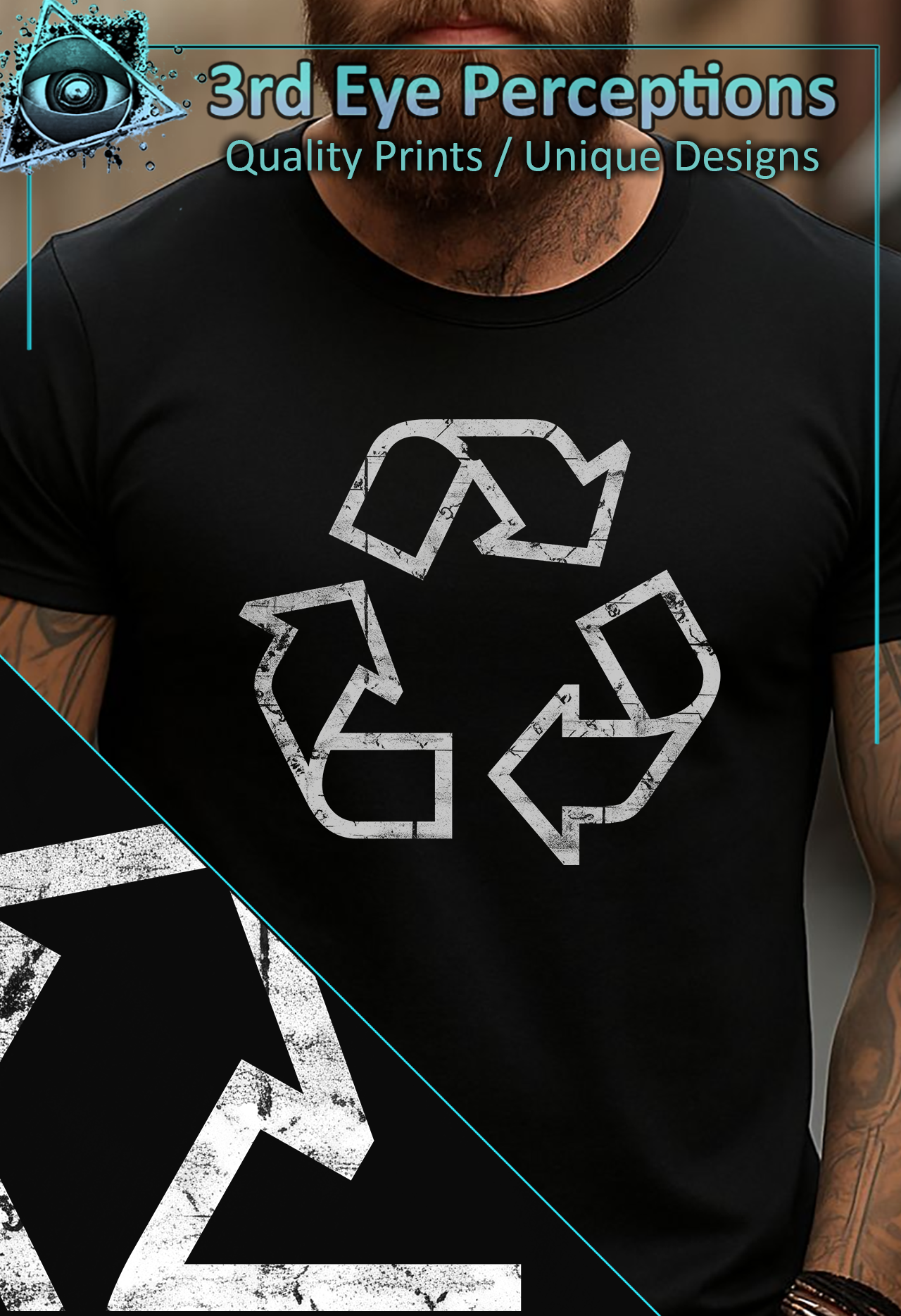 Bold Vintage Recycle Symbol Outline Eco Support Earth Day Awarness