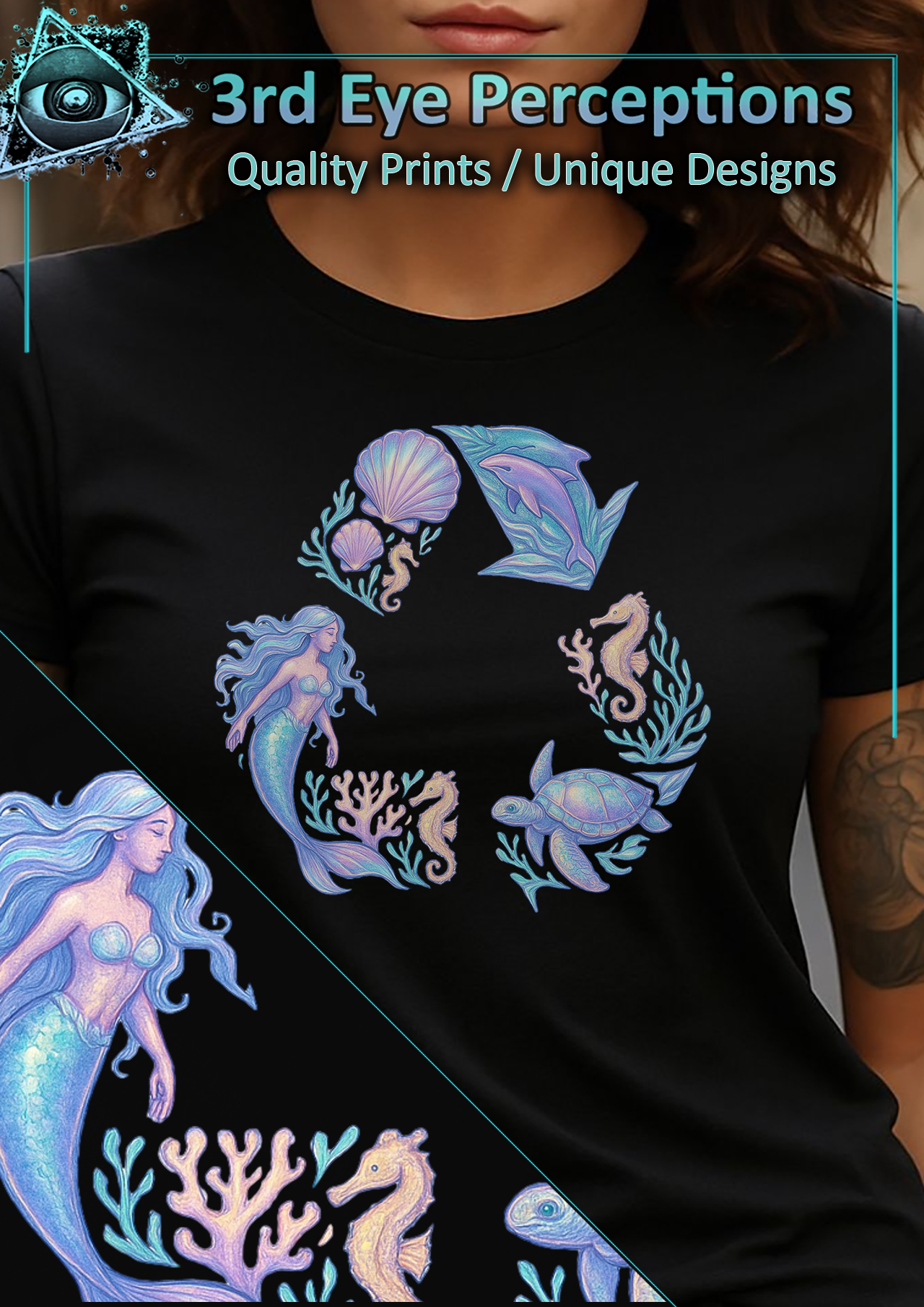 Pastel Eco Fantasy Mermaid Recycle Symbol Earth Day Awarness Pastel Eco Fantasy Mermaid Recycle Symbol Earth Day Awarness