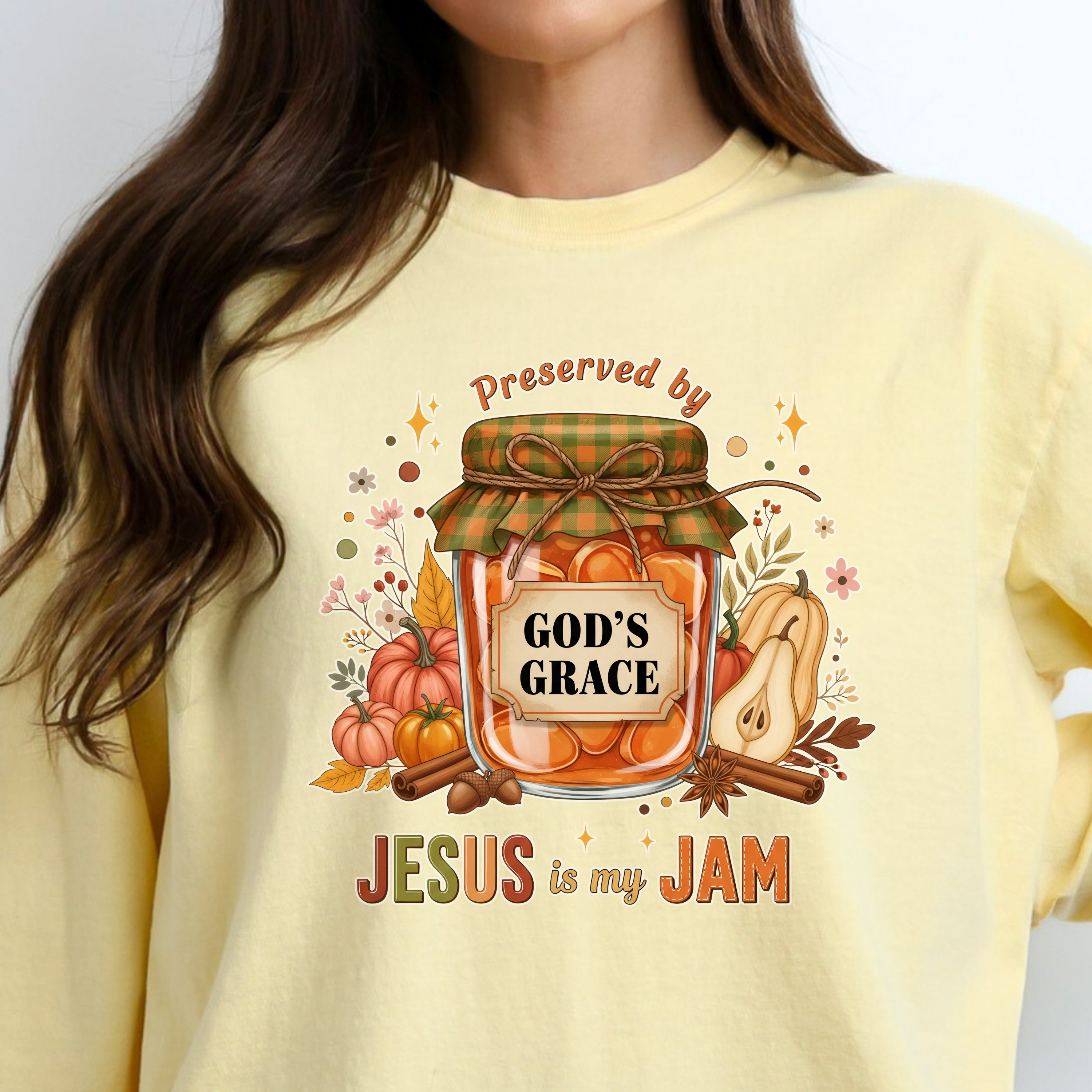 Jesus Jam Long Sleeve T-Shirt, Preserved by God's Grace Tee, Faith-Based Apparel, Inspirational Gift, Christian Clothing product thumbnail image