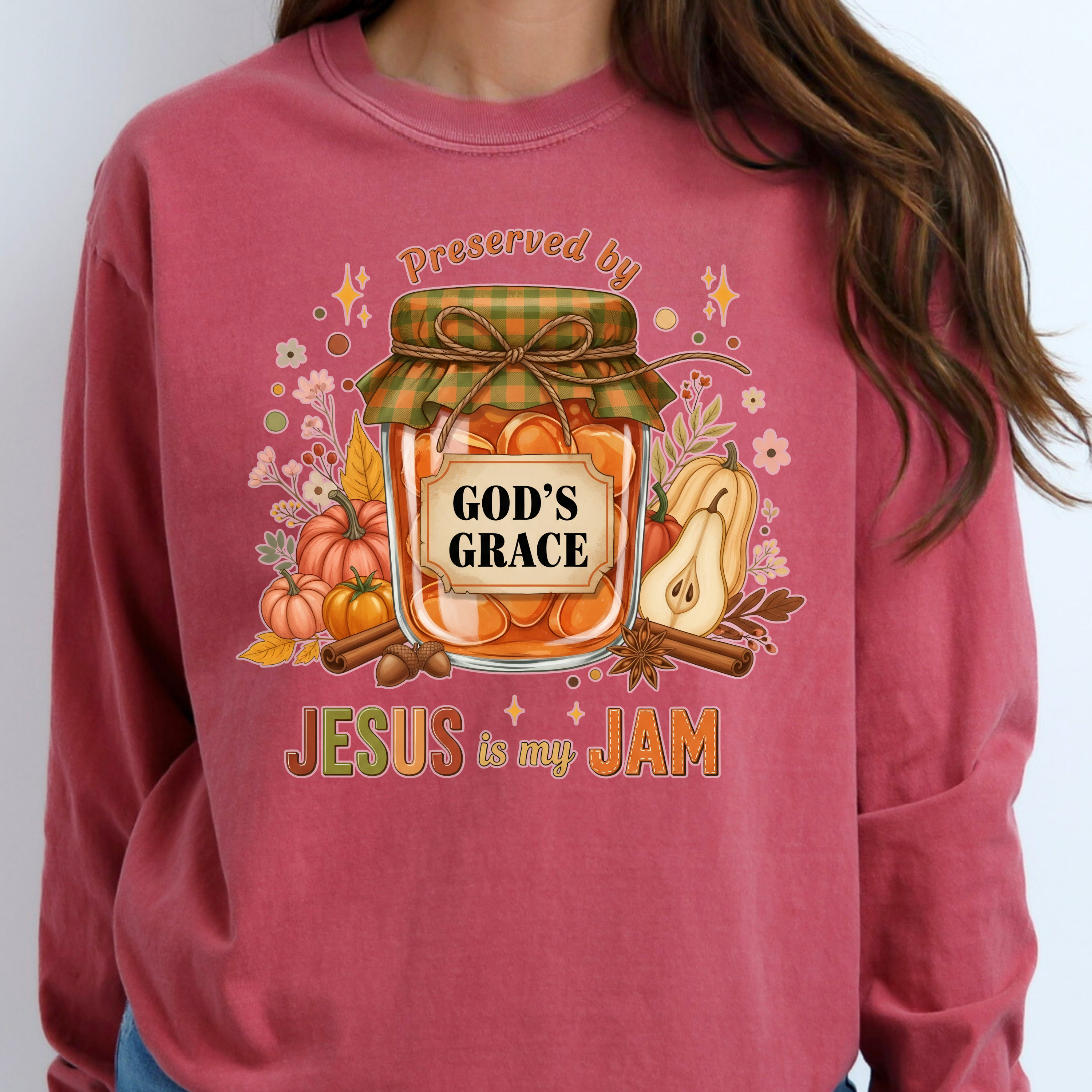 Jesus Jam Long Sleeve T-Shirt, Preserved by God's Grace Tee, Faith-Based Apparel, Inspirational Gift, Christian Clothing product thumbnail image
