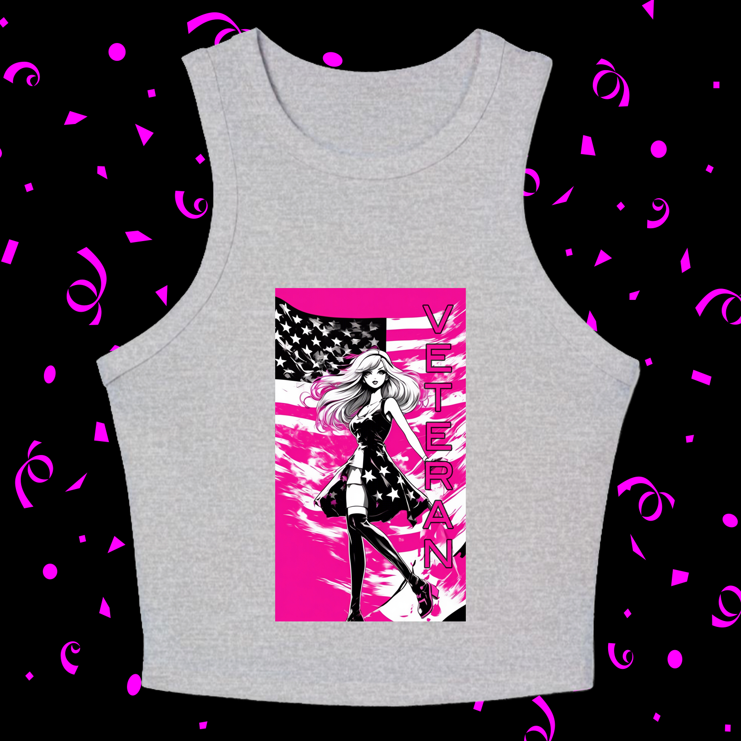 Go Girl! 1 - Chic Graphic Racer Tank Top product thumbnail image