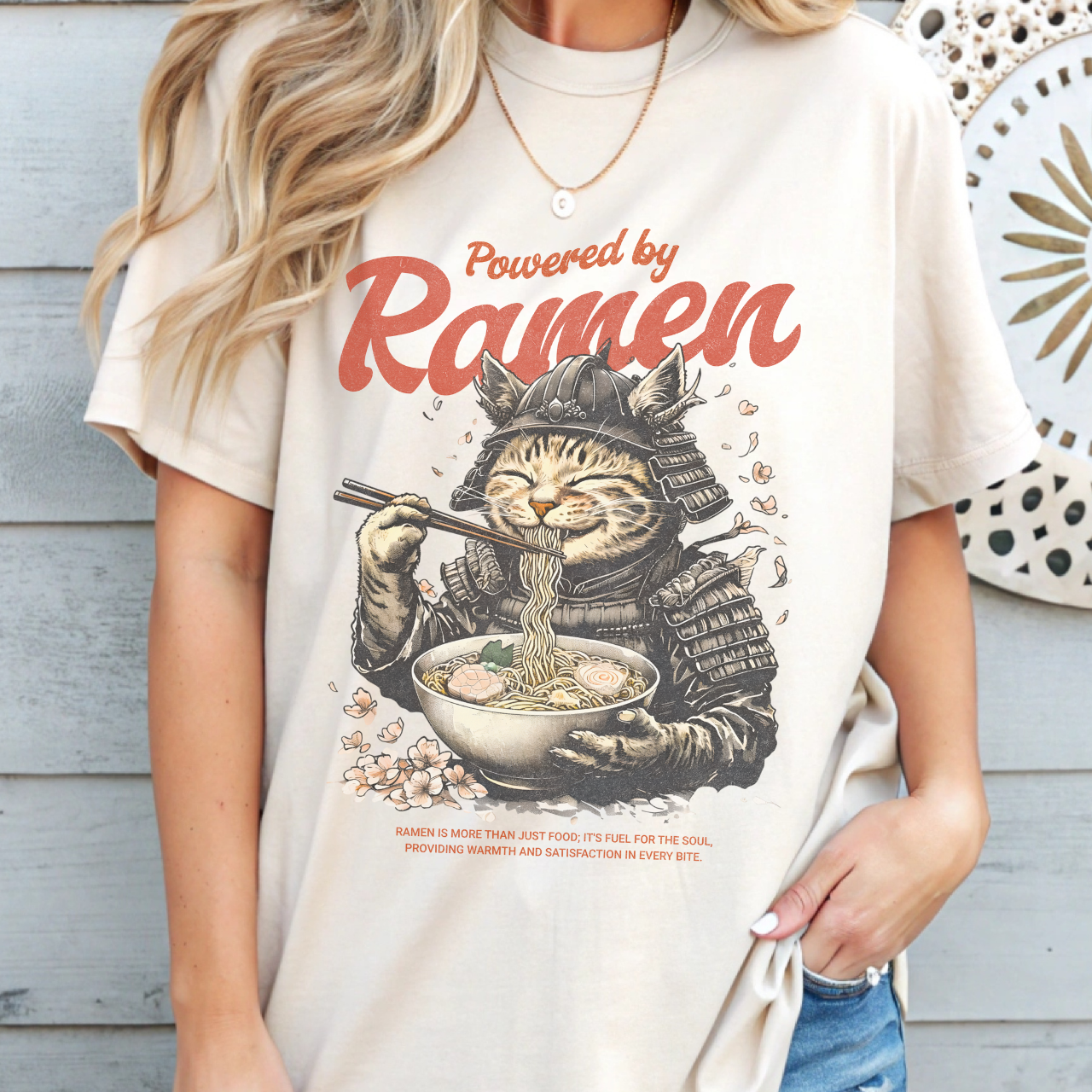 Powered by Ramen T-Shirt - Unisex by Sharp Tongue Studio