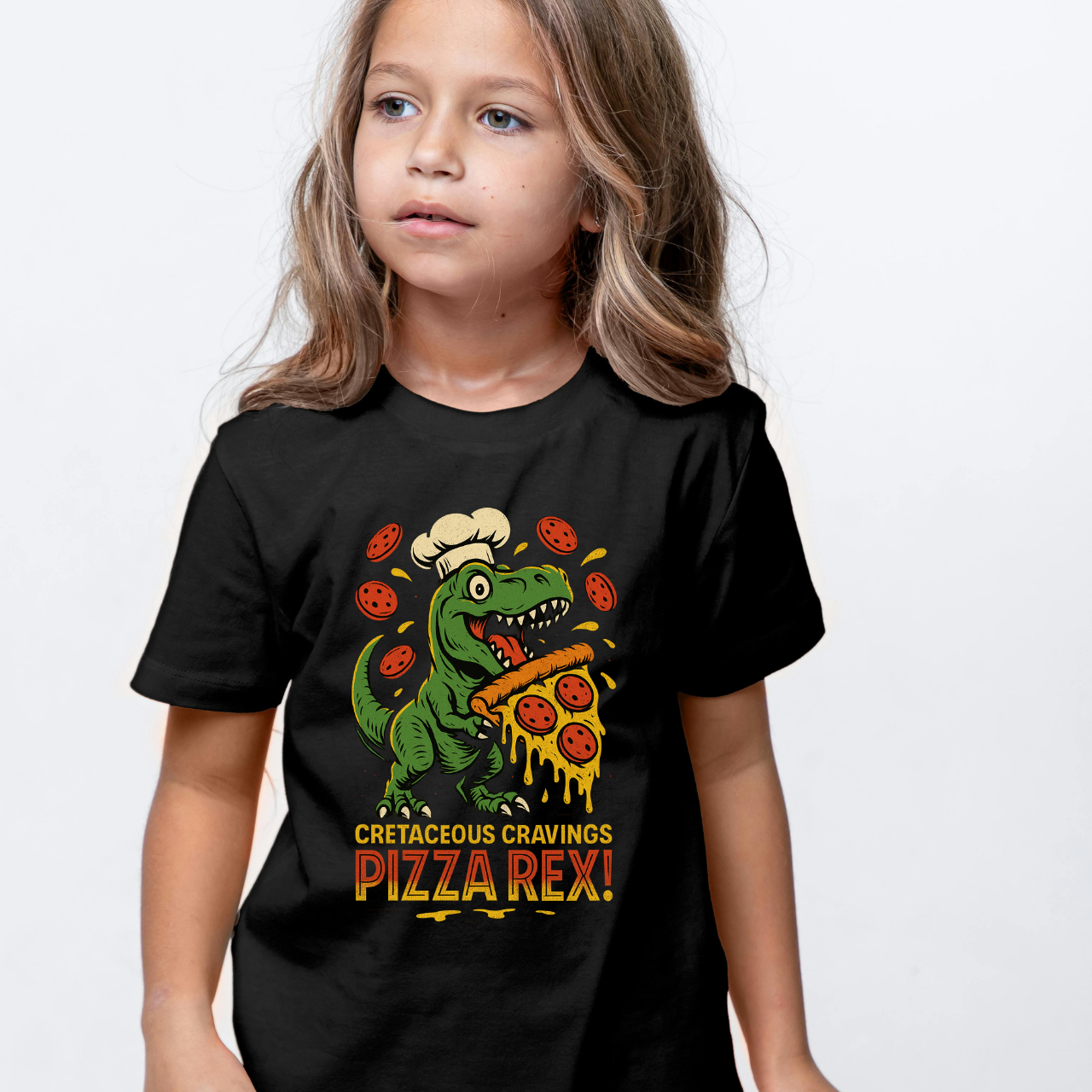 Youth Cretaceous Cravings Pizza Rex T-Shirt Listing