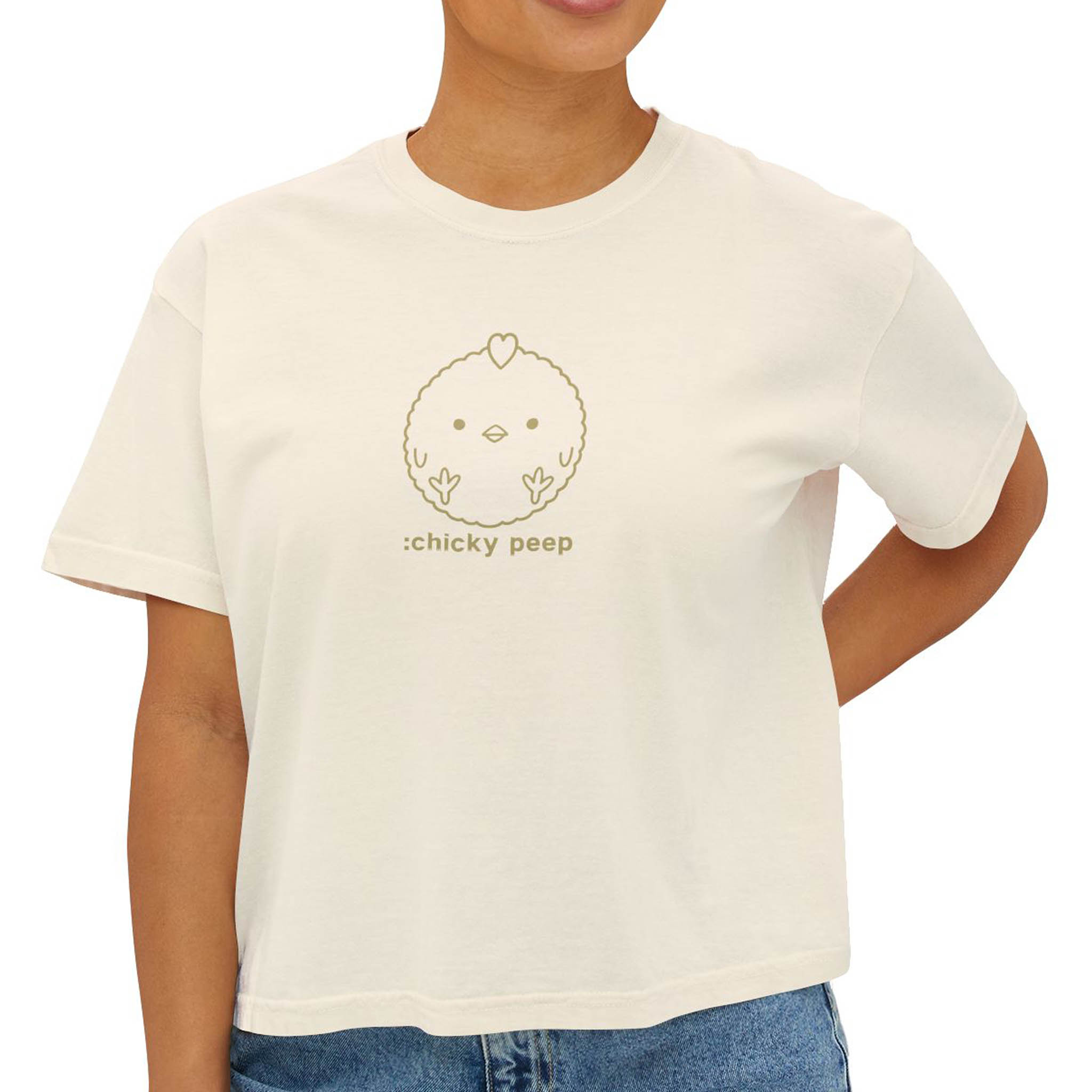 Chicky Peep - Cute Animal Women's Boxy, Casual Style, Summer Wardrobe Essential, Relaxed Fit Tee product thumbnail image Chicky Peep - Cute Animal Women's Boxy, Casual Style, Summer Wardrobe Essential, Relaxed Fit Tee product thumbnail image