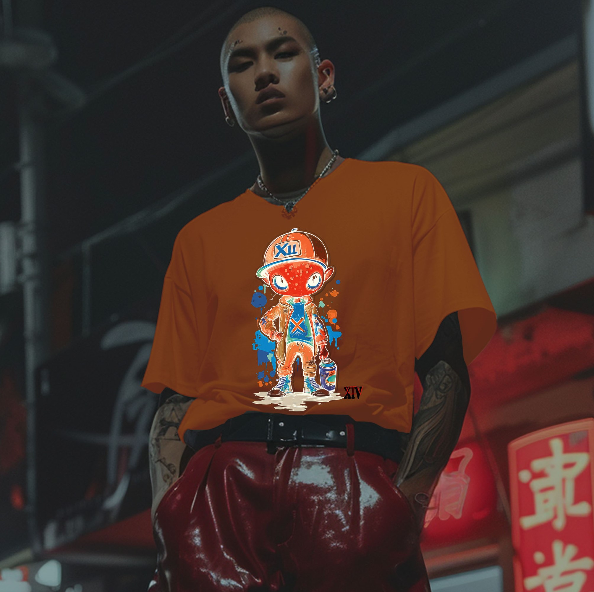 Graffiti Alien Hoodie T-Shirt – Streetwear with Bold Style