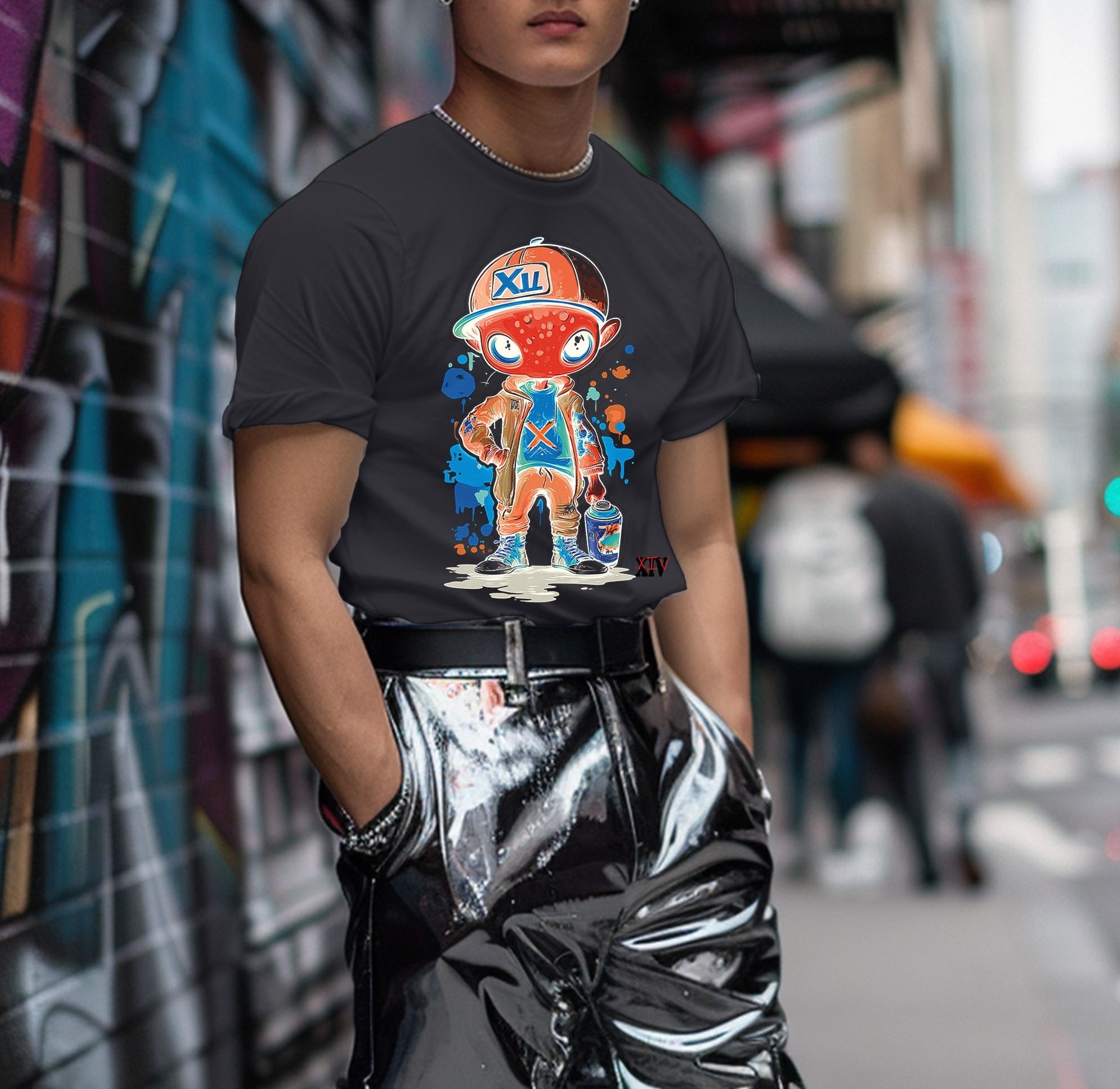 Graffiti Alien Hoodie T-Shirt – Streetwear with Bold Style