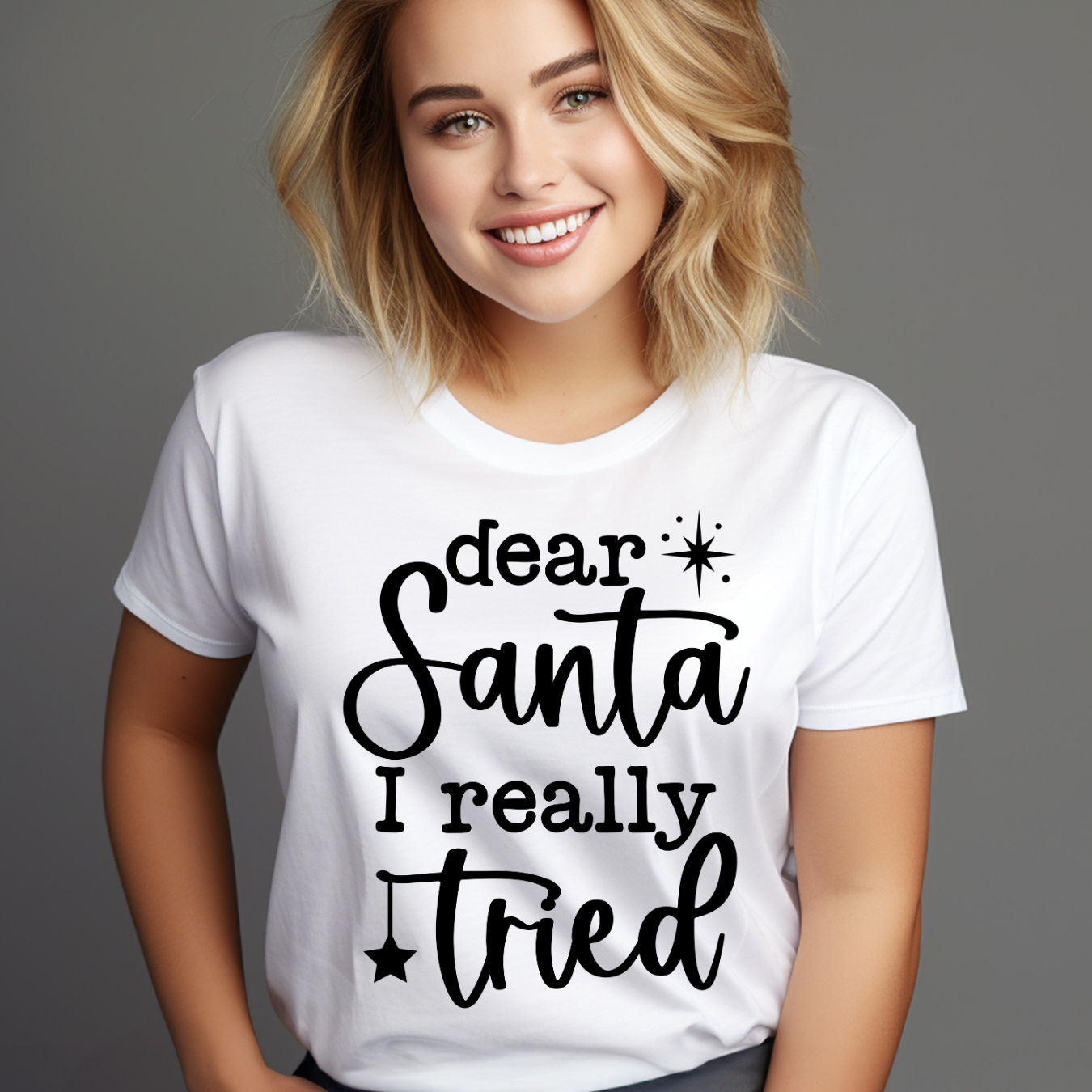Funny Christmas T-Shirt – “Dear Santa, I Really Tried” Holiday Graphic Tee product thumbnail image
