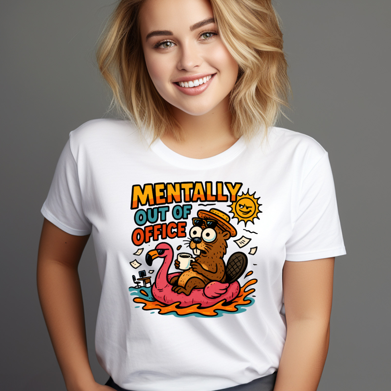 Mentally Out of Office Tee with Beaver design product thumbnail image