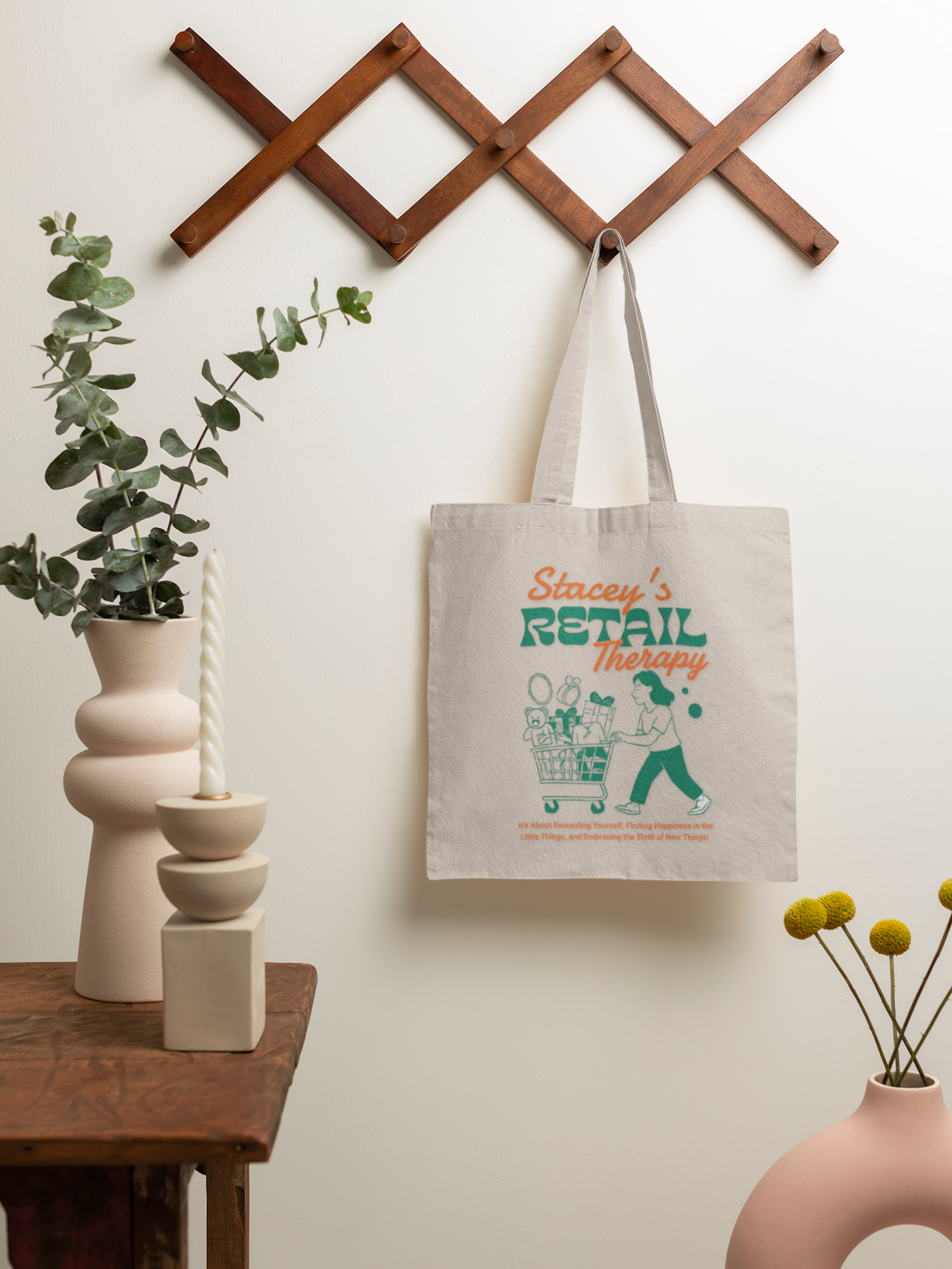 Retail Therapy Cotton Canvas Tote Bag, Shopping Bag, Eco-friendly Tote, Gift for Her, Grocery Bag, Reusable Shopper product thumbnail image