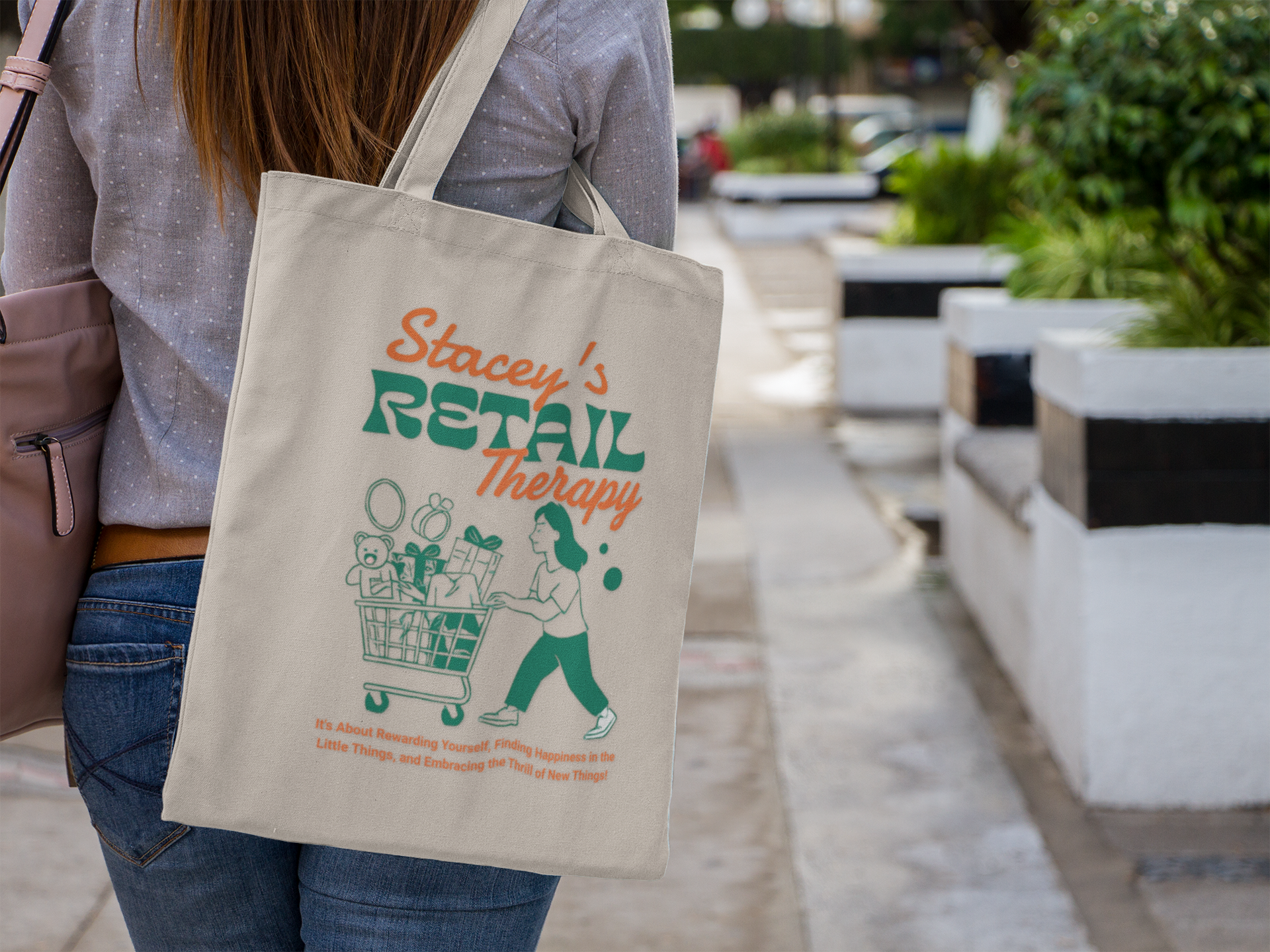 Retail Therapy Cotton Canvas Tote Bag, Shopping Bag, Eco-friendly Tote, Gift for Her, Grocery Bag, Reusable Shopper