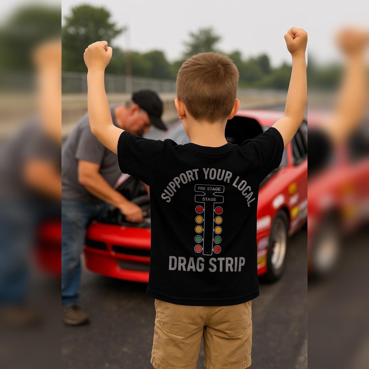 Support Your Local Drag Strip Kids Tee product thumbnail image Support Your Local Drag Strip Kids Tee product thumbnail image