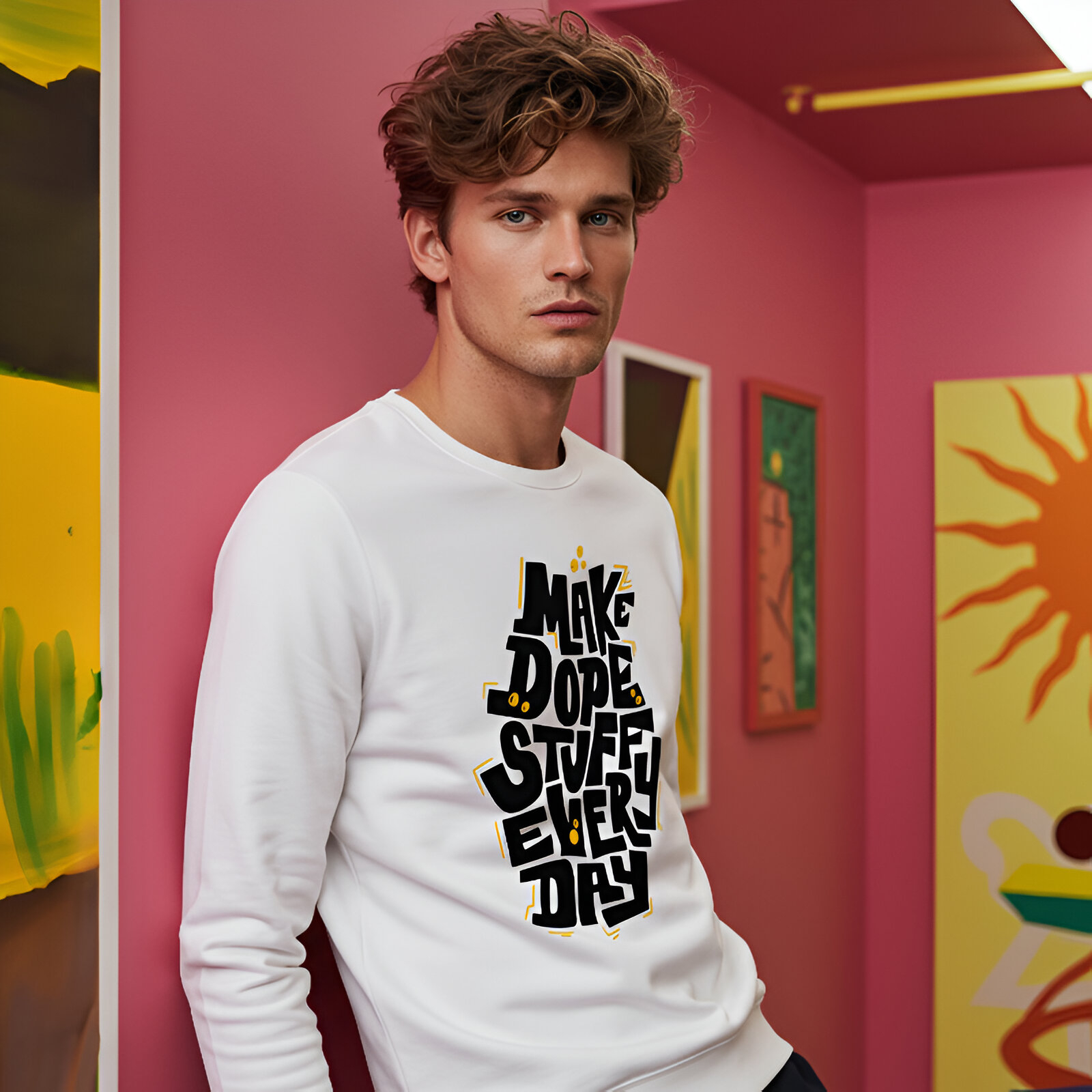 Make Dope Stuff Everyday Graphical Sweatshirt, Motivational Sweatshirt, Trendy Sweatshirt, Unisex Crewneck, Retro Sweatshirt, Streetwear Graphic Sweatshirt  product thumbnail image