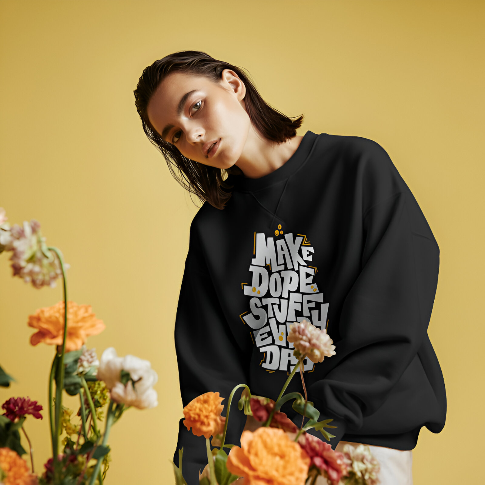 Make Dope Stuff Everyday Graphical Sweatshirt, Motivational Sweatshirt, Trendy Sweatshirt, Unisex Crewneck, Retro Sweatshirt, Streetwear Graphic Sweatshirt  product thumbnail image