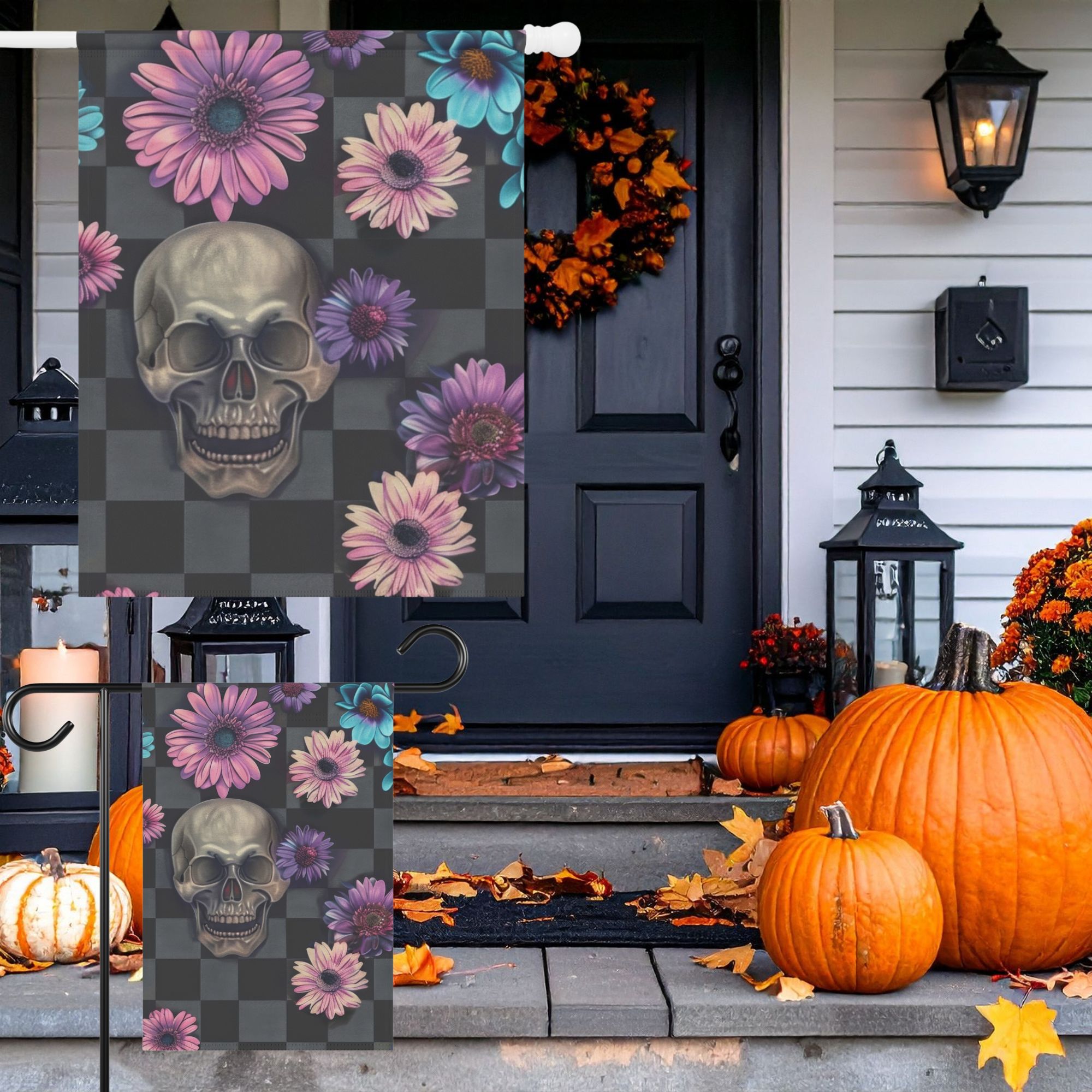  Floral Skull Flag
