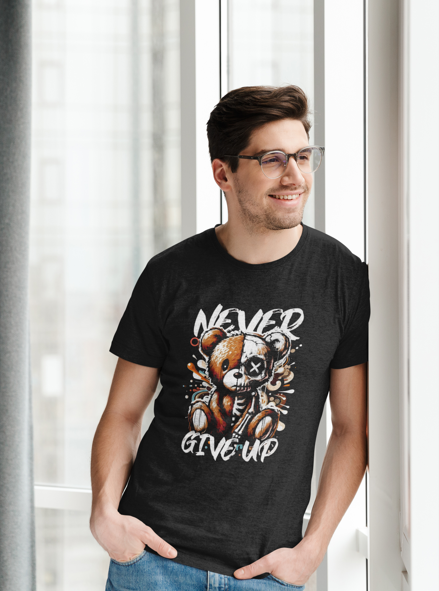 Never Give Up Bear T-Shirt product thumbnail image