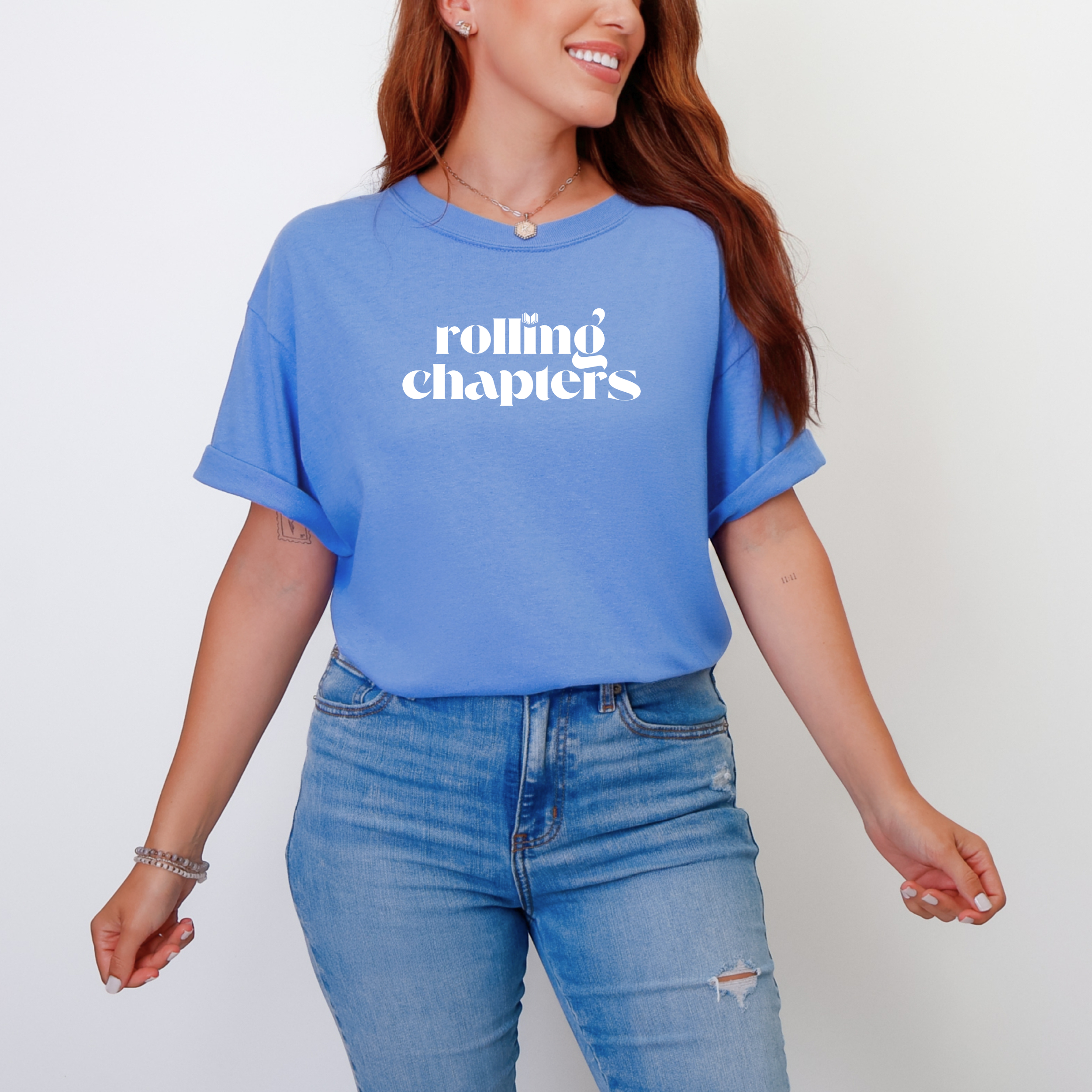 Rolling Chapters Comfort Colors T-Shirt | Book Lover Apparel product thumbnail image Rolling Chapters Comfort Colors T-Shirt | Book Lover Apparel product thumbnail image