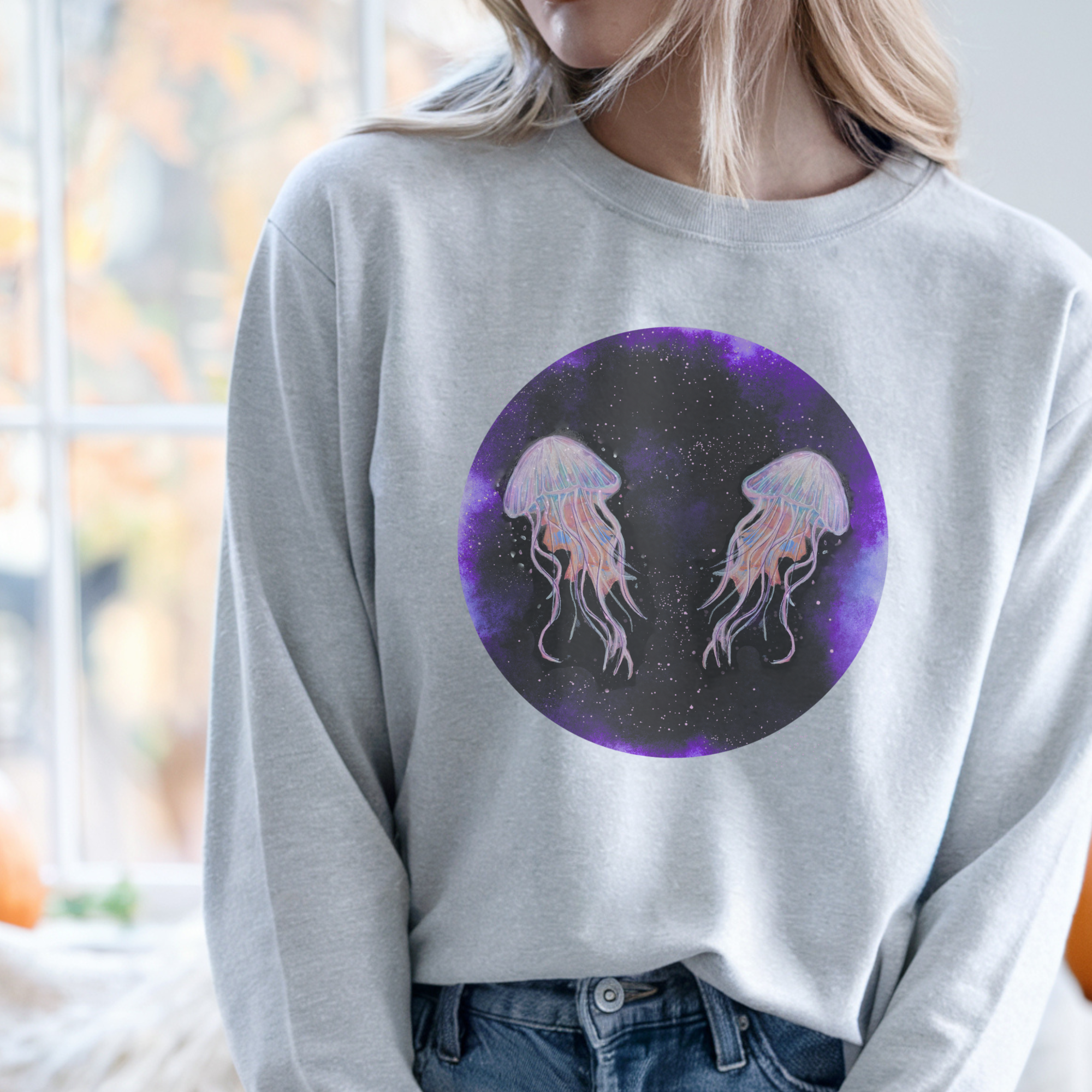Cosmic Jellyfish Sweatshirt, Unisex Crewneck, Perfect for Ocean Lovers, Great Gift for Birthdays or Holidays, Alternative Fashion Cosmic Jellyfish Sweatshirt, Unisex Crewneck, Perfect for Ocean Lovers, Great Gift for Birthdays or Holidays, Alternative Fashion