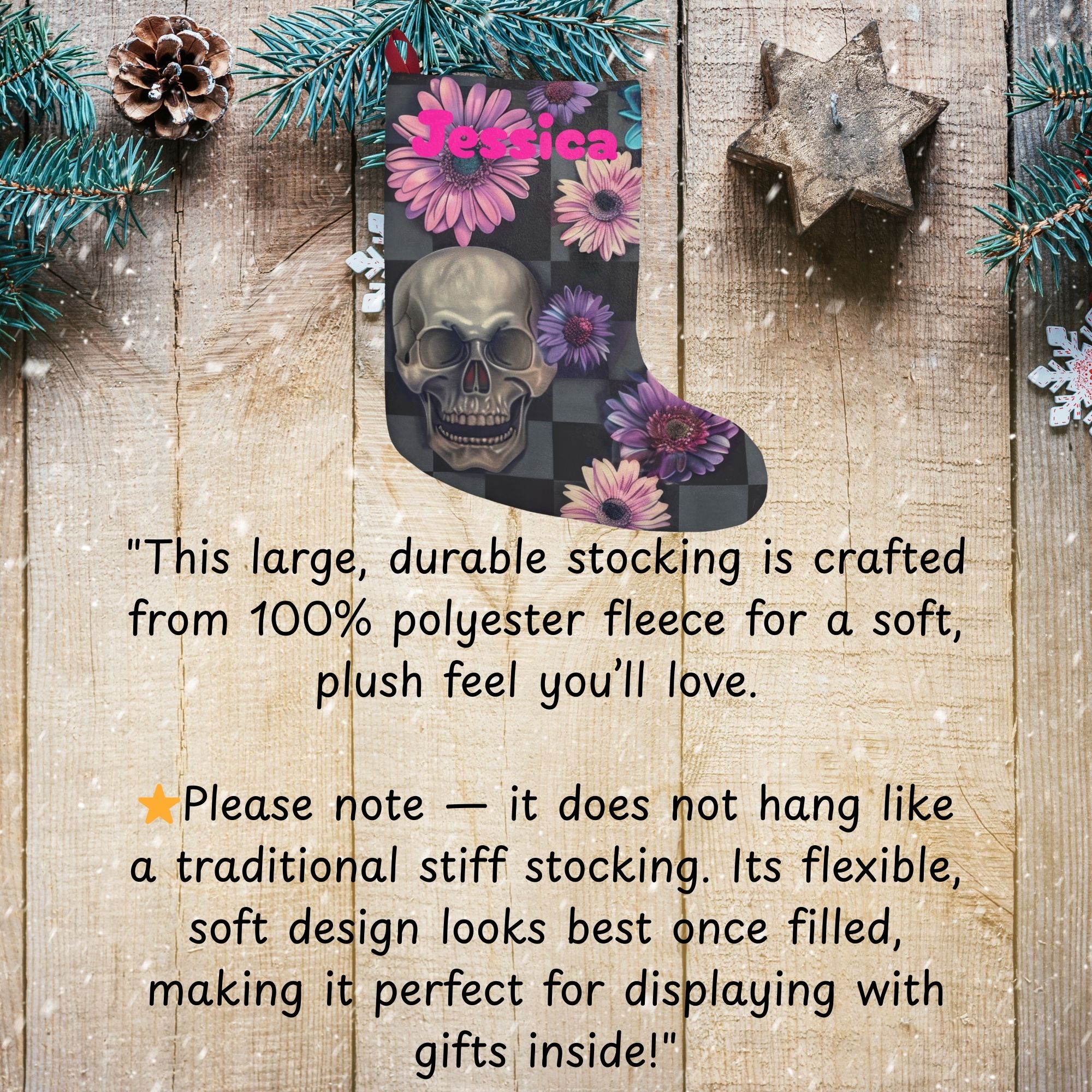 Personalized Skull Floral Christmas Stocking product thumbnail image