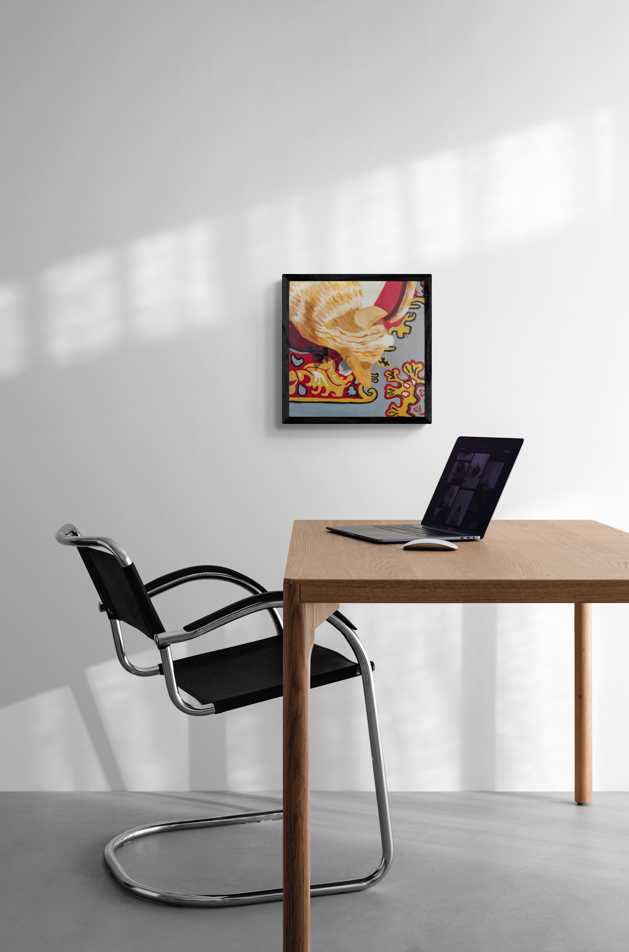 Cat Art Canvas Print, Wall Orange and white tabby on a rug product thumbnail image