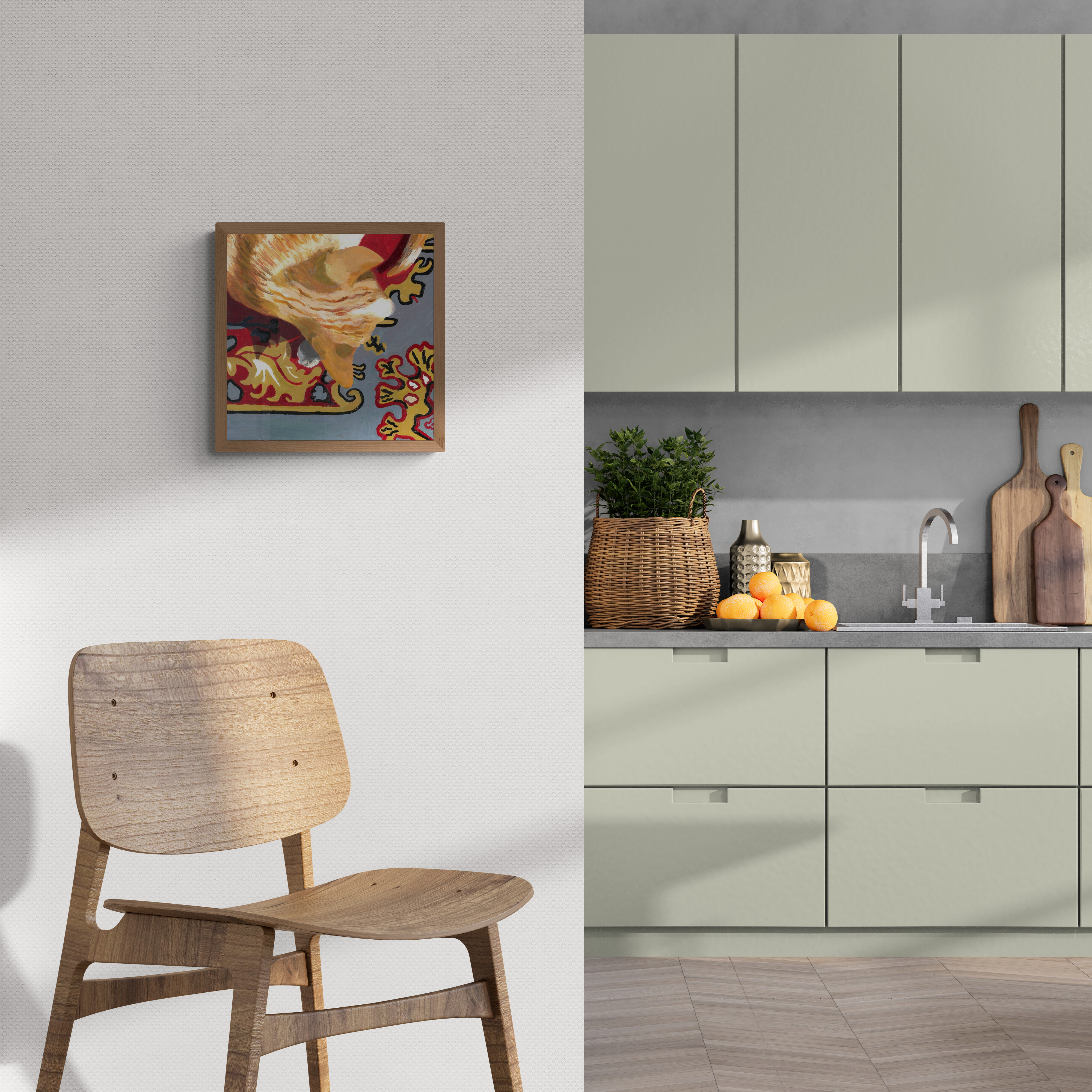 Cat Art Canvas Print, Wall Orange and white tabby on a rug product thumbnail image