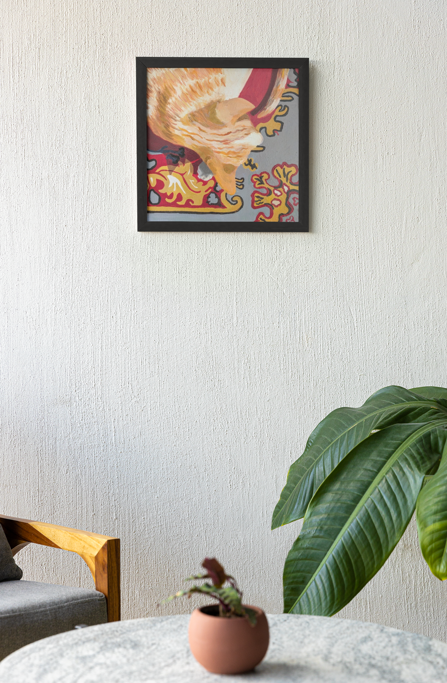 Cat Art Canvas Print, Wall Orange and white tabby on a rug product thumbnail image