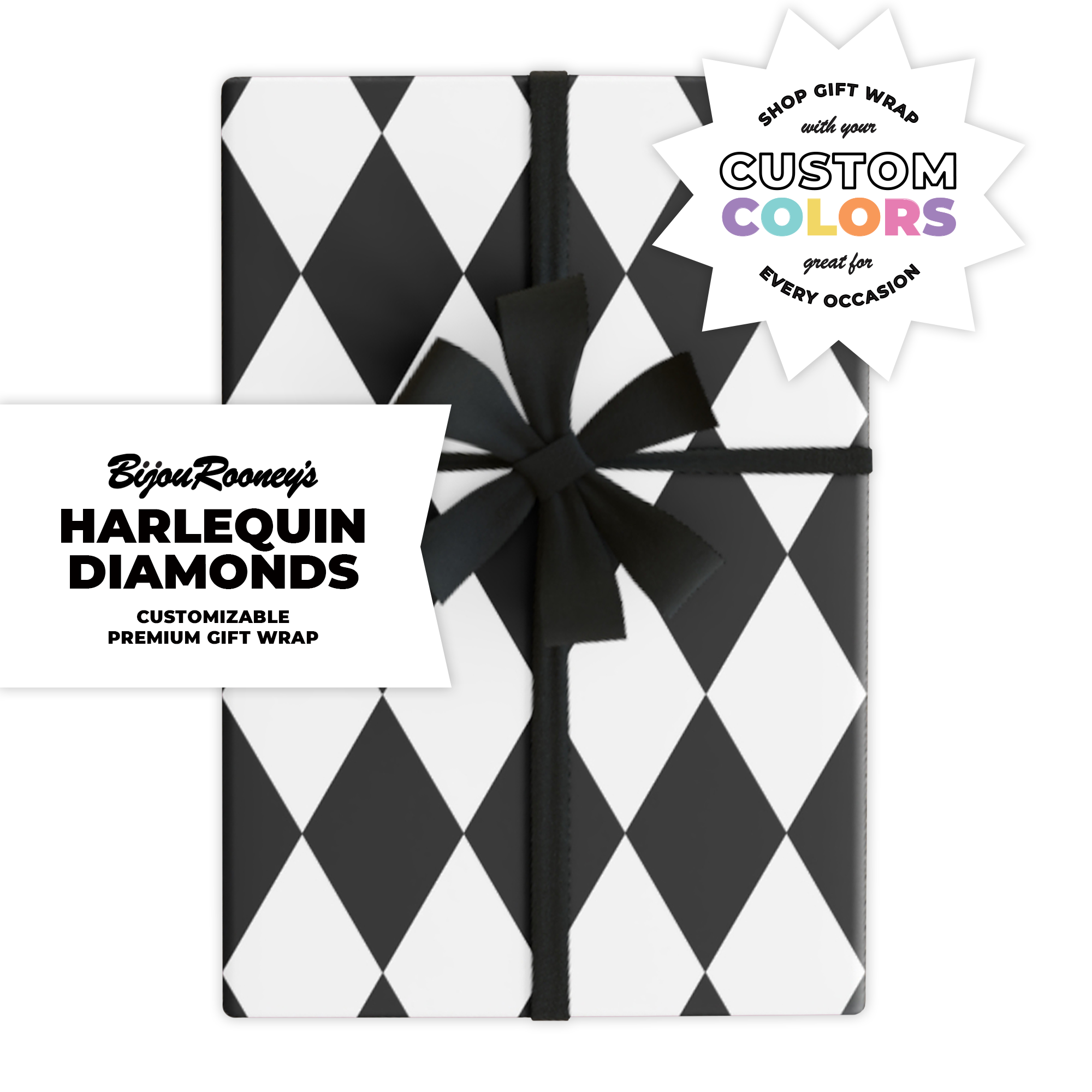 Harlequin Diamonds Gift Wrap in Your Custom Color