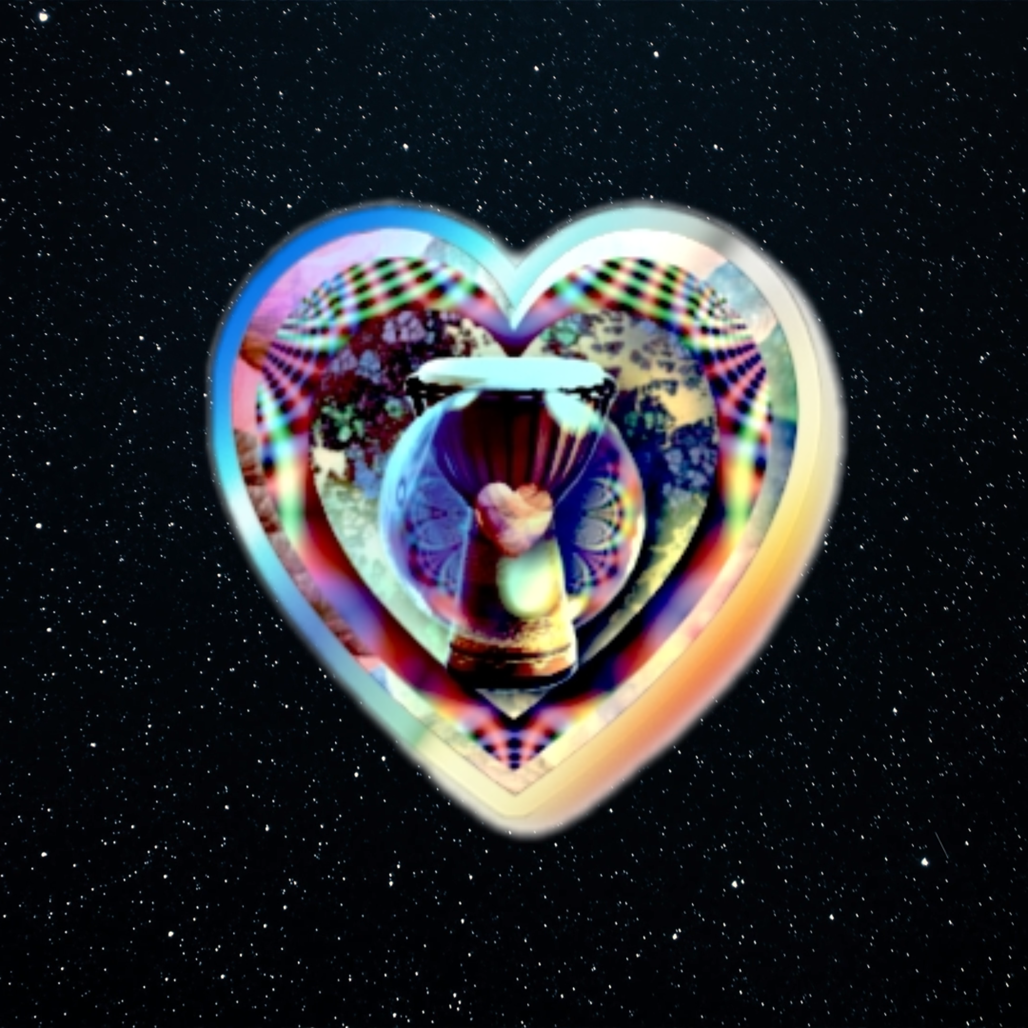 Holographic Sticker - 'Heartbeat of the Earth',  Drum Sticker, Collectable, Sticker Art for Skateboards, Laptops, Water Bottles, Gifts, Festivals, Bands, Collectable