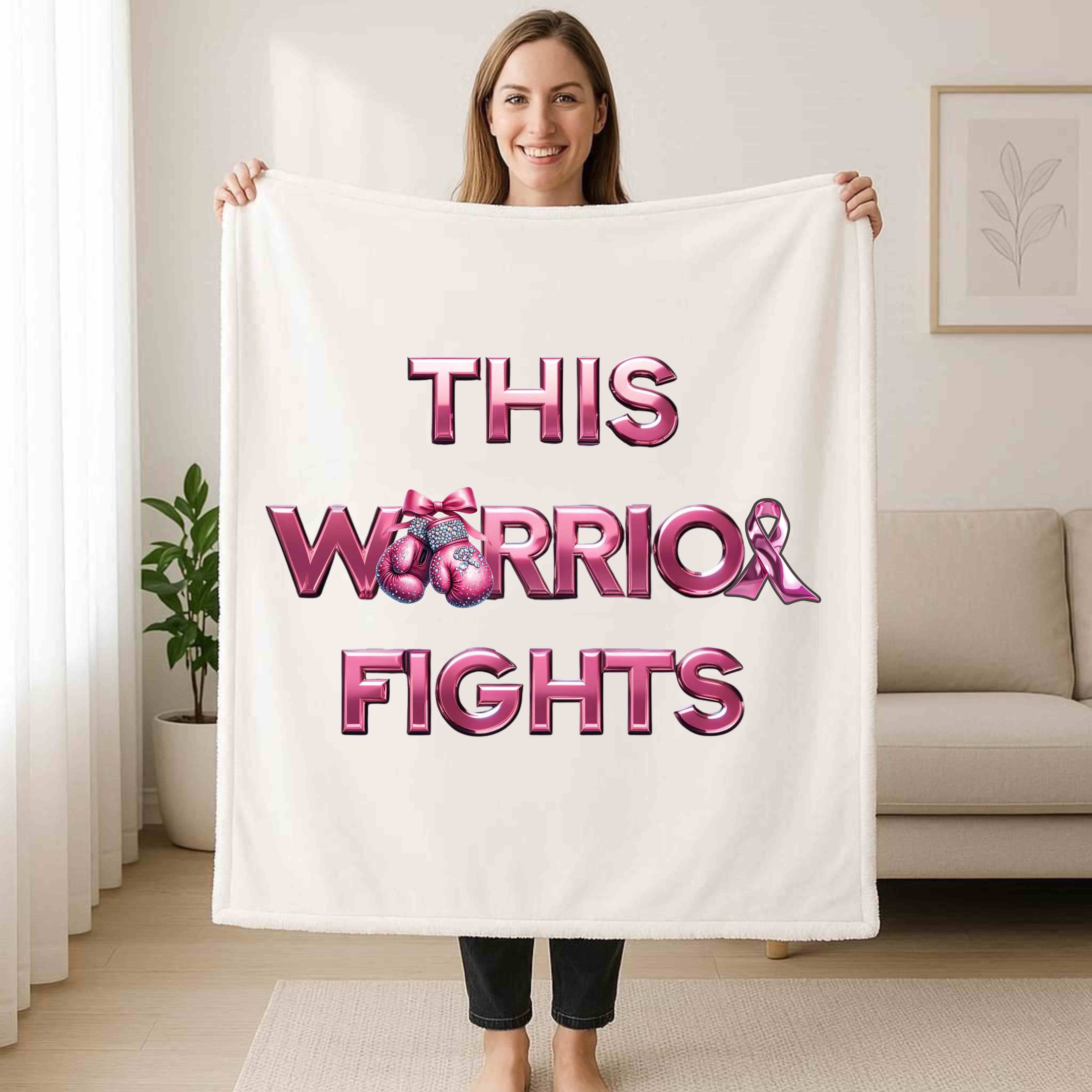 Pink Warrior Breast Cancer Awareness Sherpa Blanket product thumbnail image