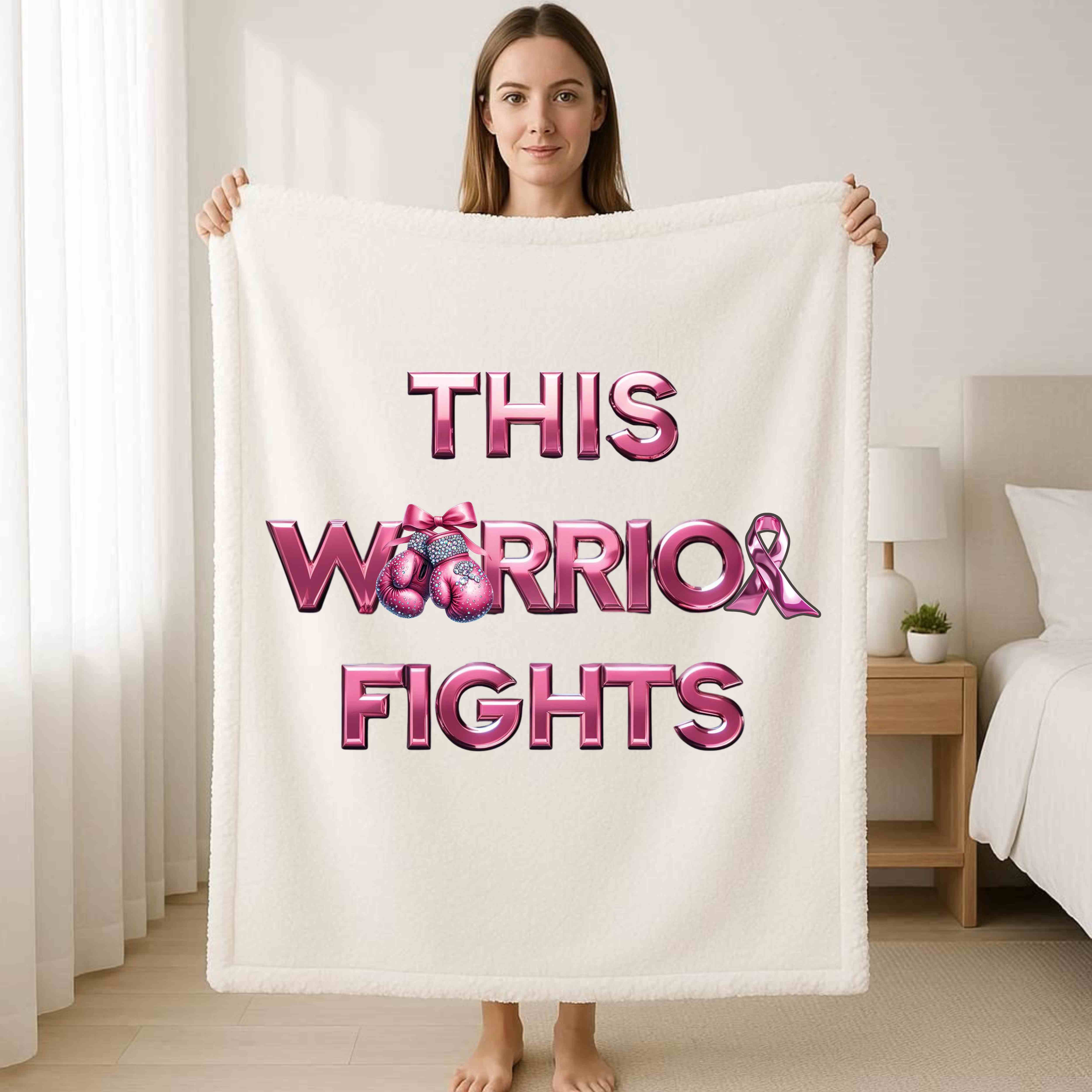 Pink Warrior Breast Cancer Awareness Sherpa Blanket product thumbnail image