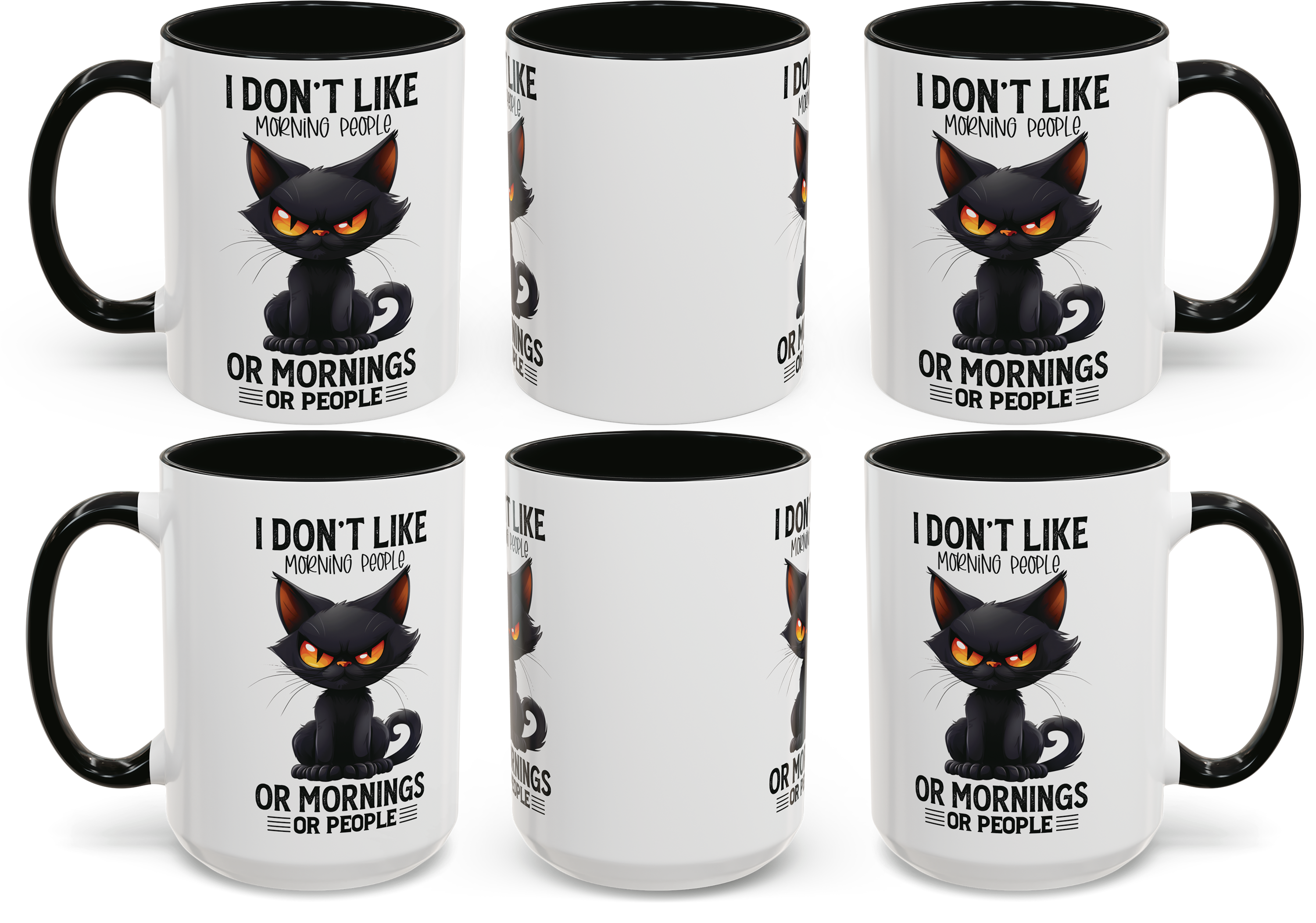Black Cat Coffee Mug - I Don't Like Morning People - Funny Gift for Cat Lovers, Coffee Enthusiasts, and Morning Caffeine Fix product thumbnail image Black Cat Coffee Mug - I Don't Like Morning People - Funny Gift for Cat Lovers, Coffee Enthusiasts, and Morning Caffeine Fix product thumbnail image