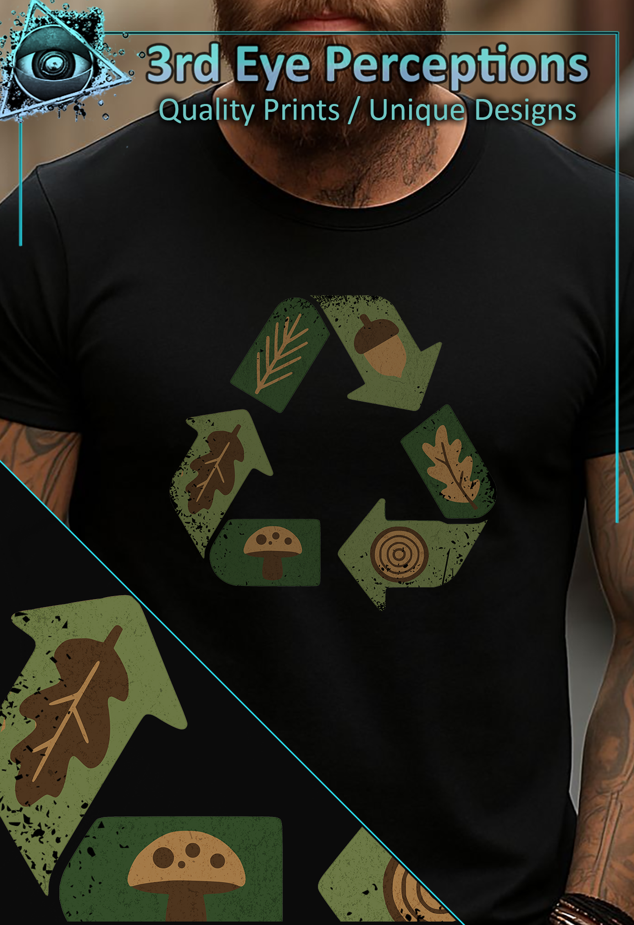 Vintage Textured Minimal Recycle Symbol Eco Earth Day Forest Camping Awarness product thumbnail image