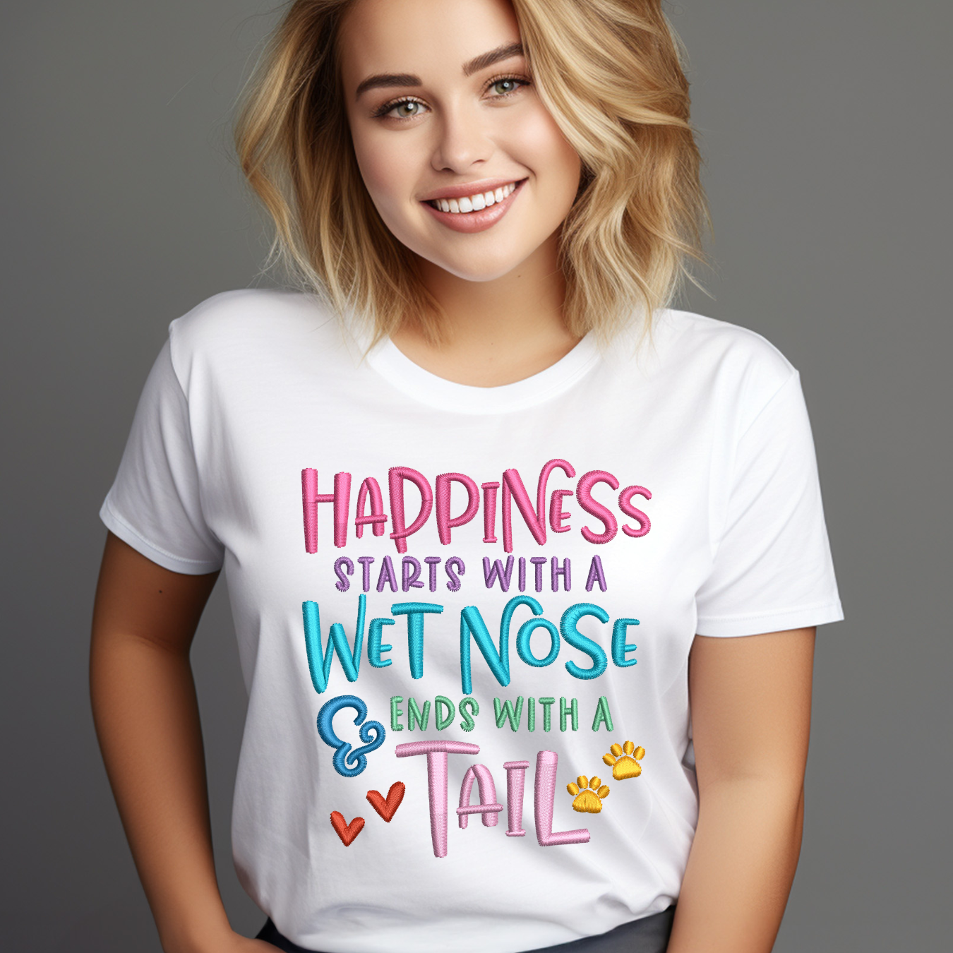Dog Lover T-Shirt - Happiness Starts With A Wet Nose And A Tail product thumbnail image