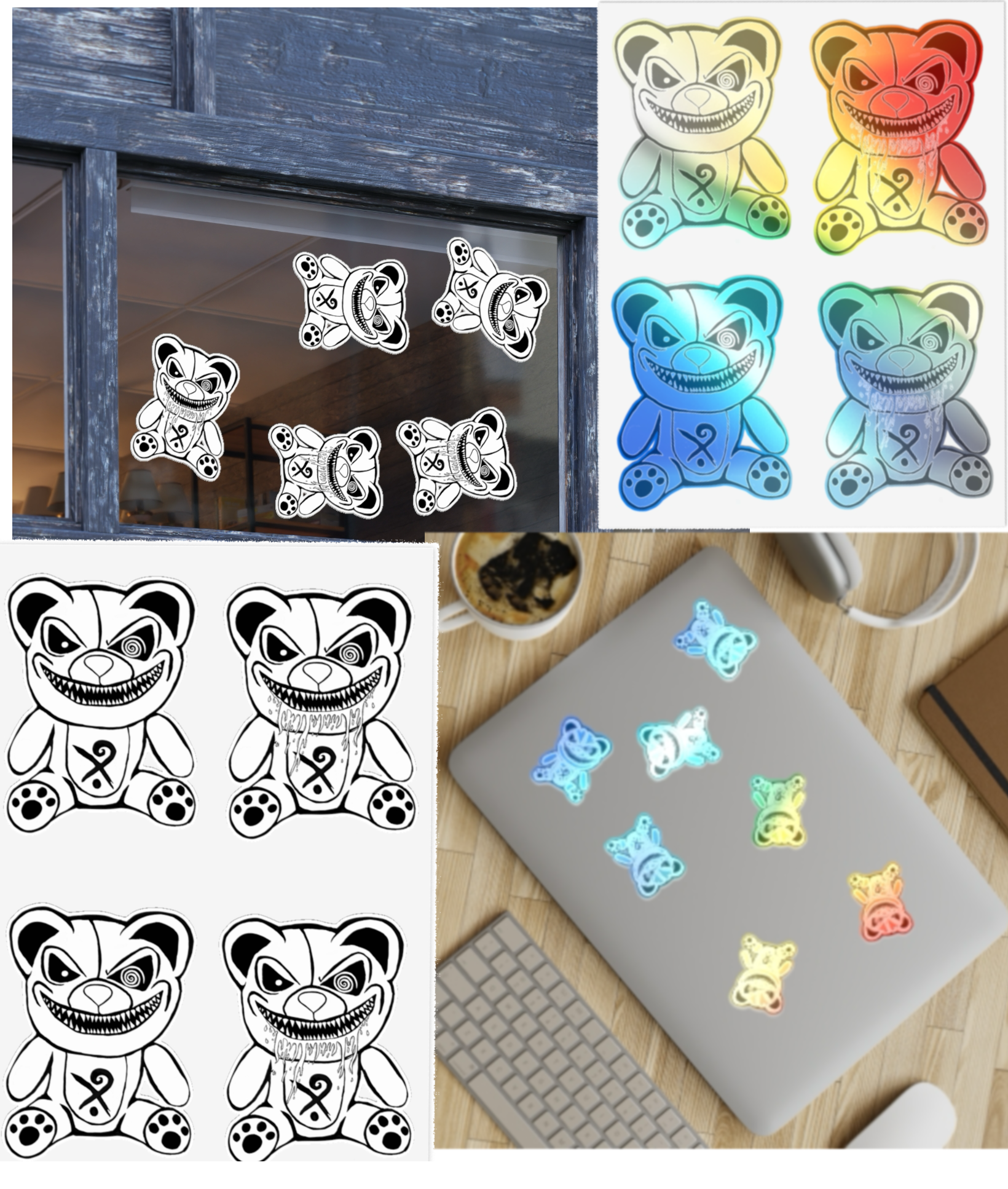 Evil Bear Sticker Sheet Bundle - 5pcs