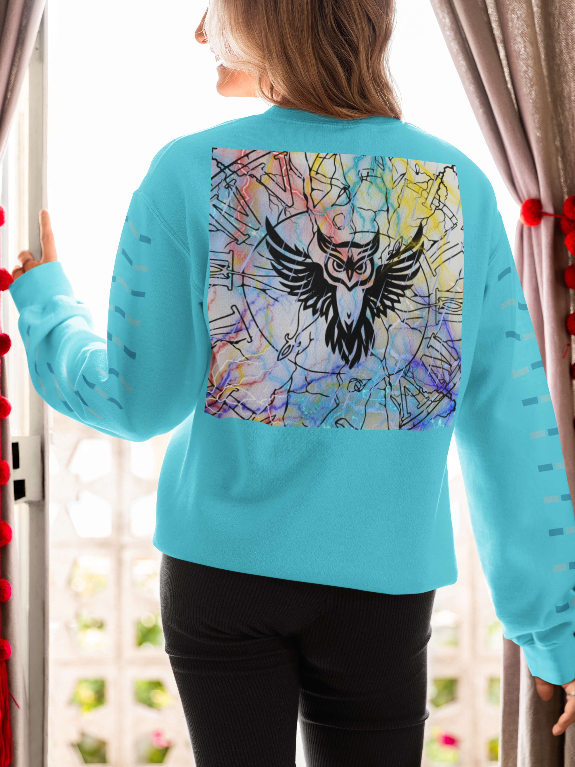 Owl Art Crewneck Sweatshirt, Cozy Unisex Pullover, Gift for Owl Lovers, Tie-Dye Aesthetic, Comfy Casual Wear for All Seasons product thumbnail image Owl Art Crewneck Sweatshirt, Cozy Unisex Pullover, Gift for Owl Lovers, Tie-Dye Aesthetic, Comfy Casual Wear for All Seasons product thumbnail image