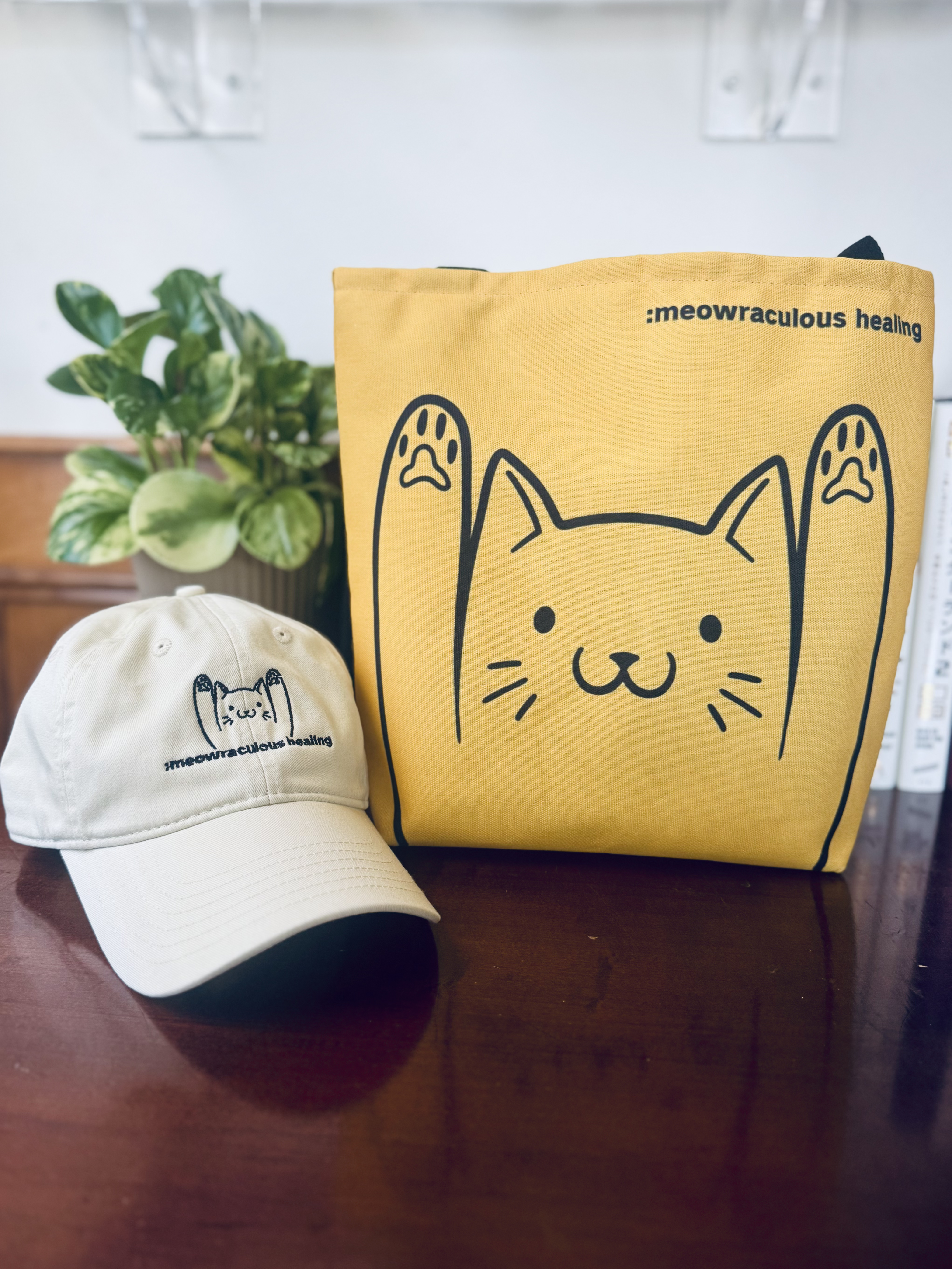 Meowraculous Healing - Cute Cat Embroidered Organic Baseball Cap - Eco-Friendly Hat for Cat Lovers, Gift for Pet Owners, Casual Wear, Outdoor Style, Everyday Use product thumbnail image