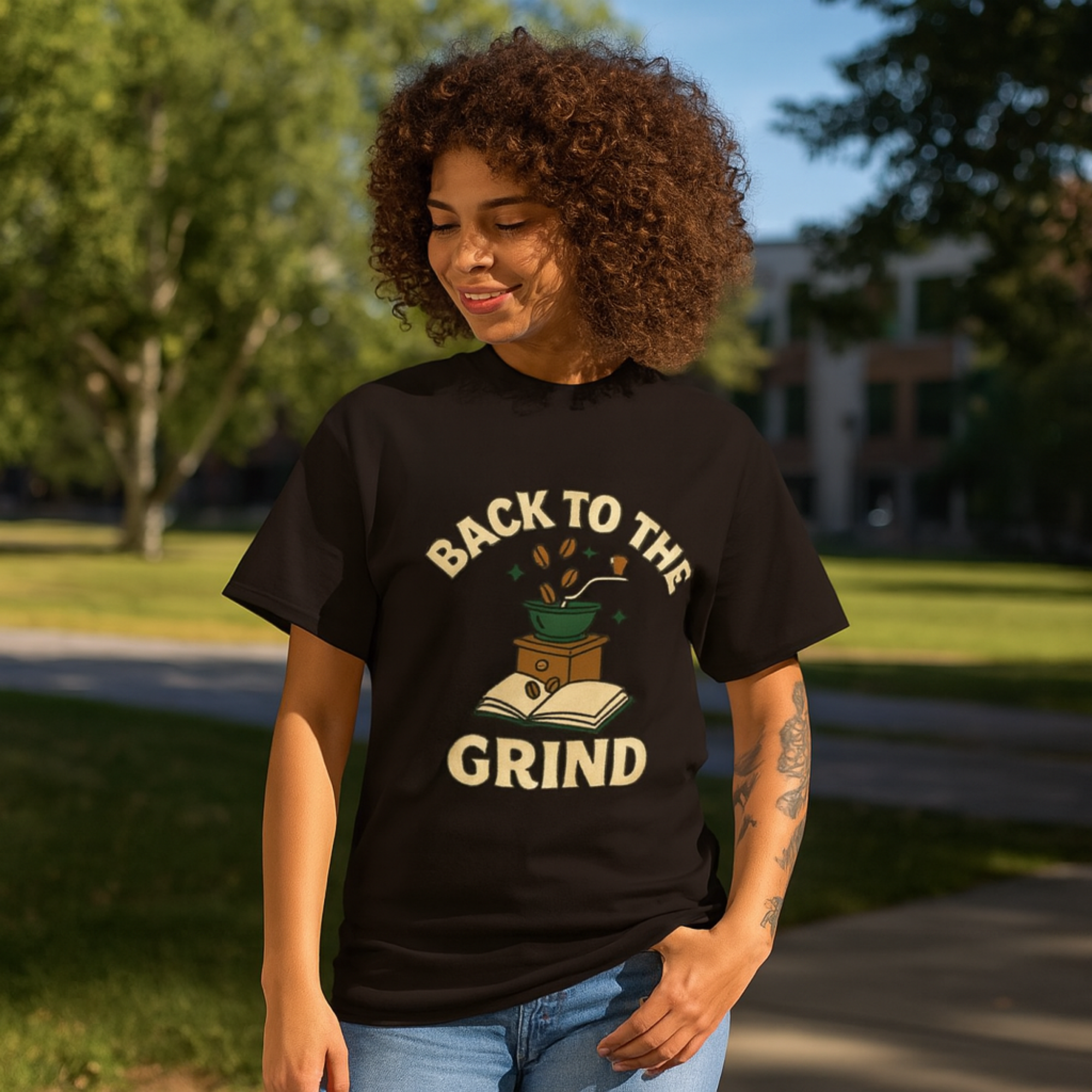 Back to the Grind Teacher T Shirt Coffee Grinder And Books Back to School Tee for Educators Students And Coffee Lovers Retro College Classroom Shirt product thumbnail image