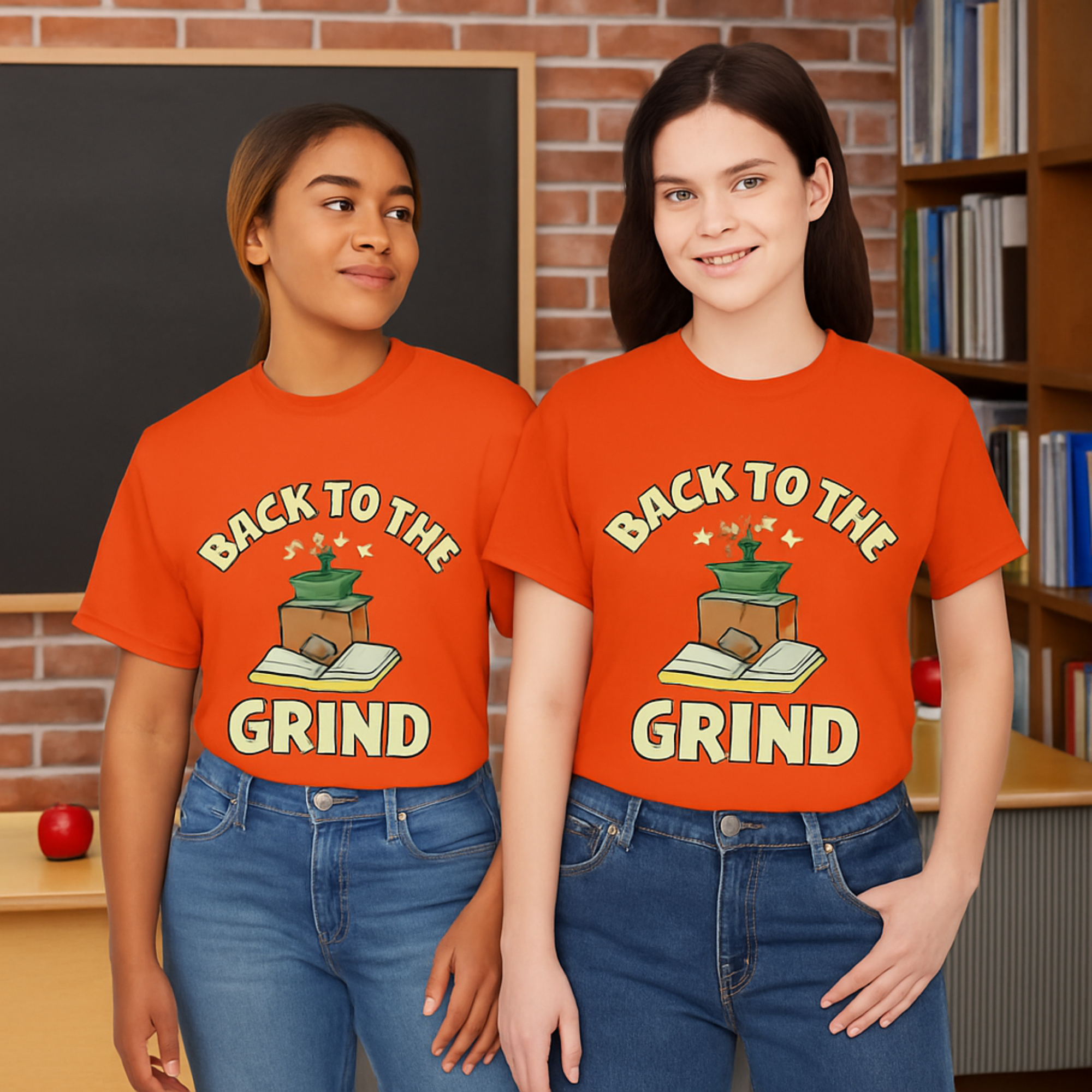 Back to the Grind Teacher T Shirt Coffee Grinder And Books Back to School Tee for Educators Students And Coffee Lovers Retro College Classroom Shirt product thumbnail image